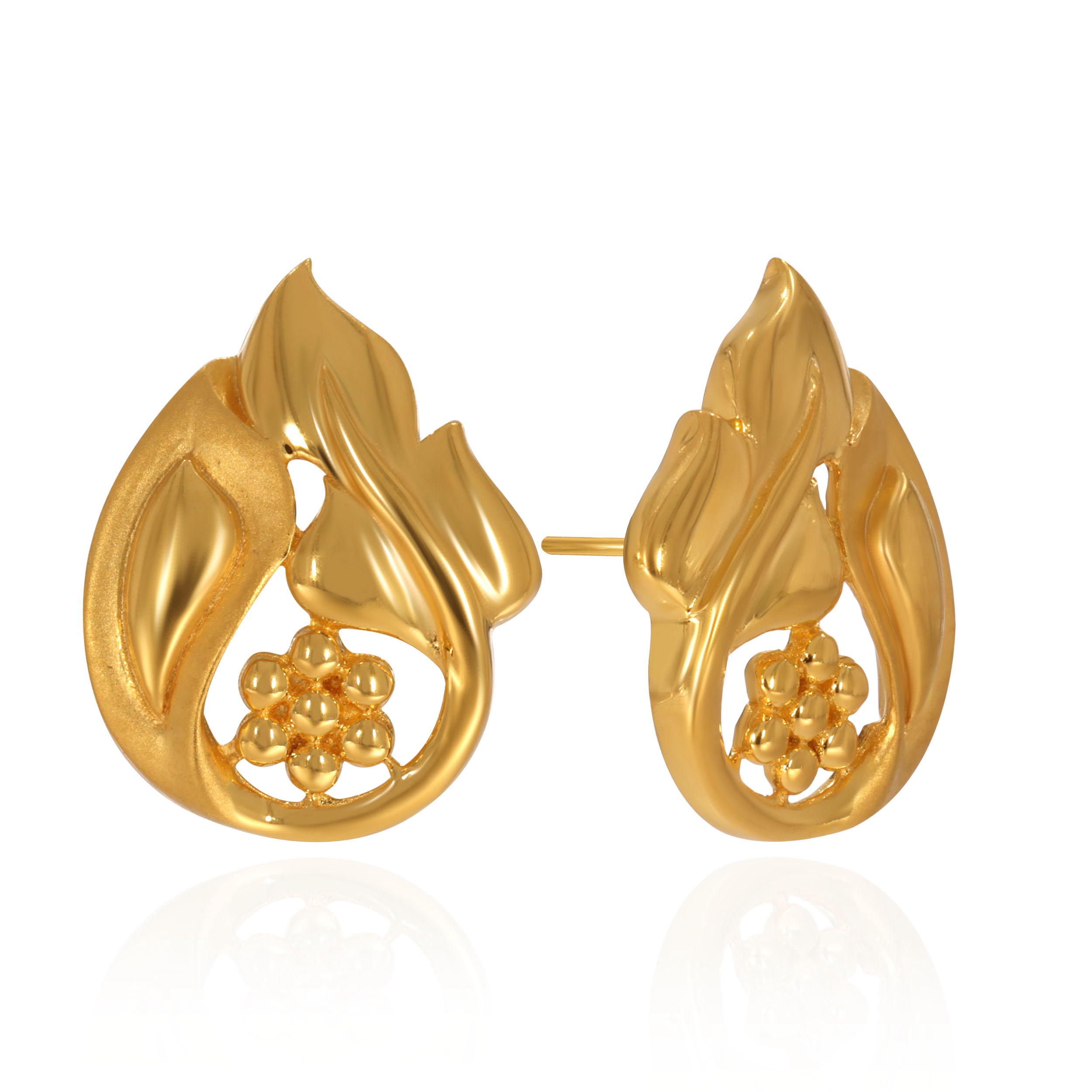 Curved Grace Gold Studs - Senco Gold and Diamonds