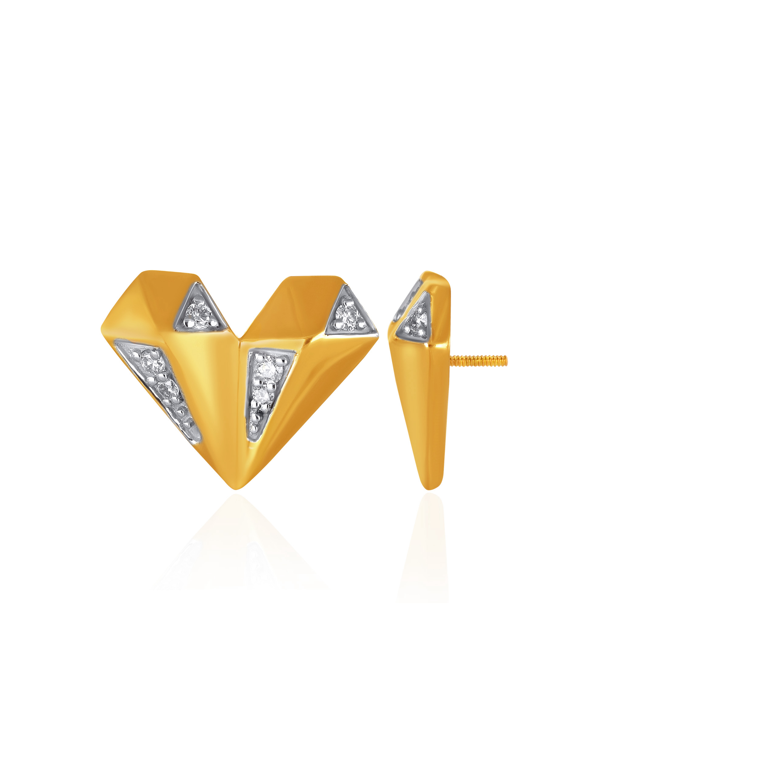 Stylish Faceted Heart Diamond Earrings - Senco Gold and Diamonds