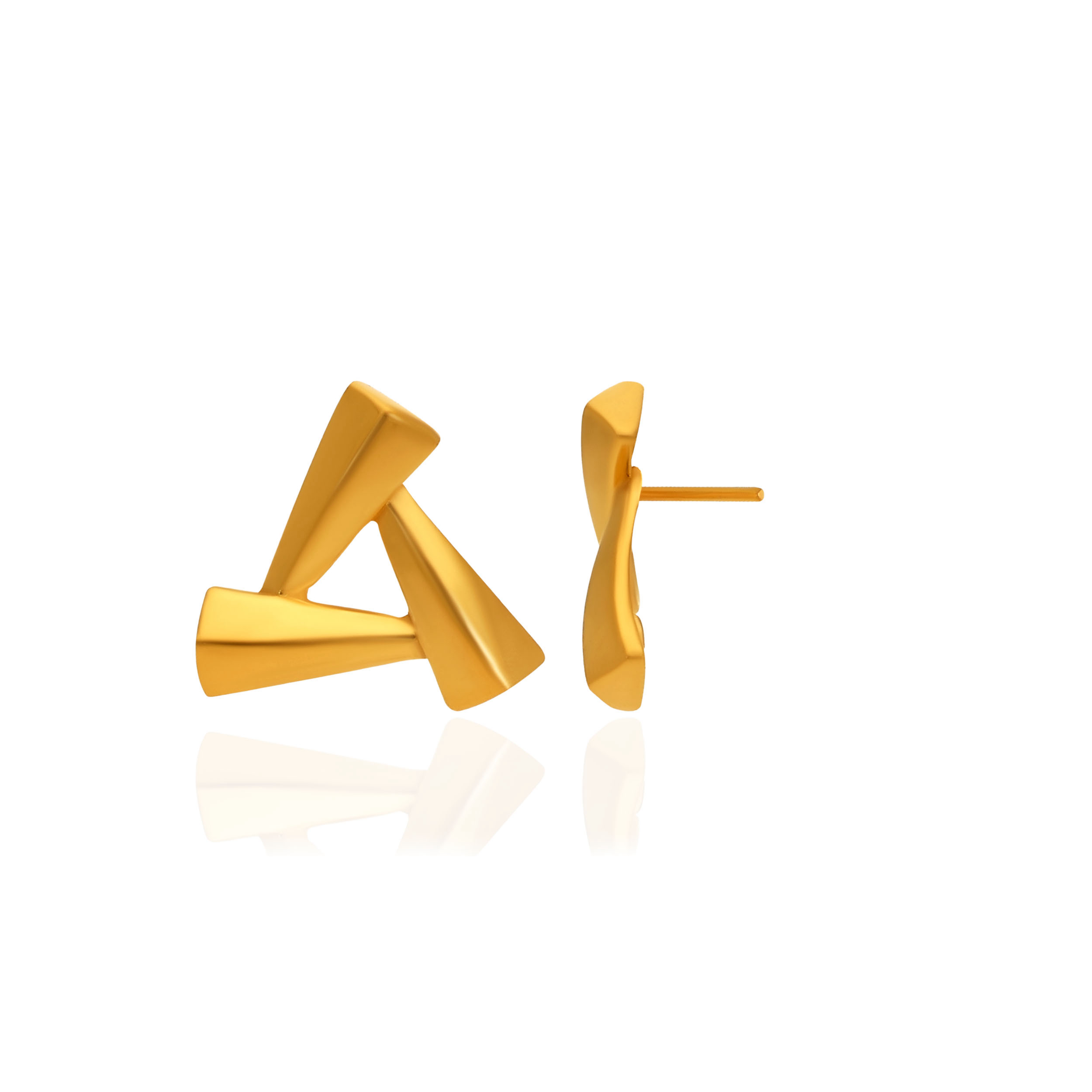 Triad Twist Gold Studs - Senco Gold and Diamonds