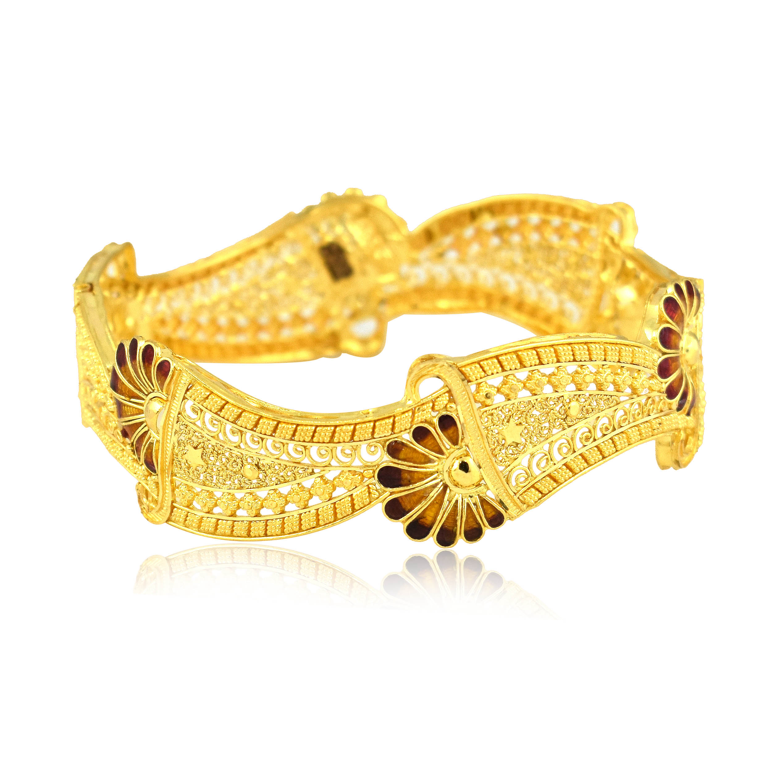 Magical Bloom Gold Chur Bangle - Senco Gold and Diamonds