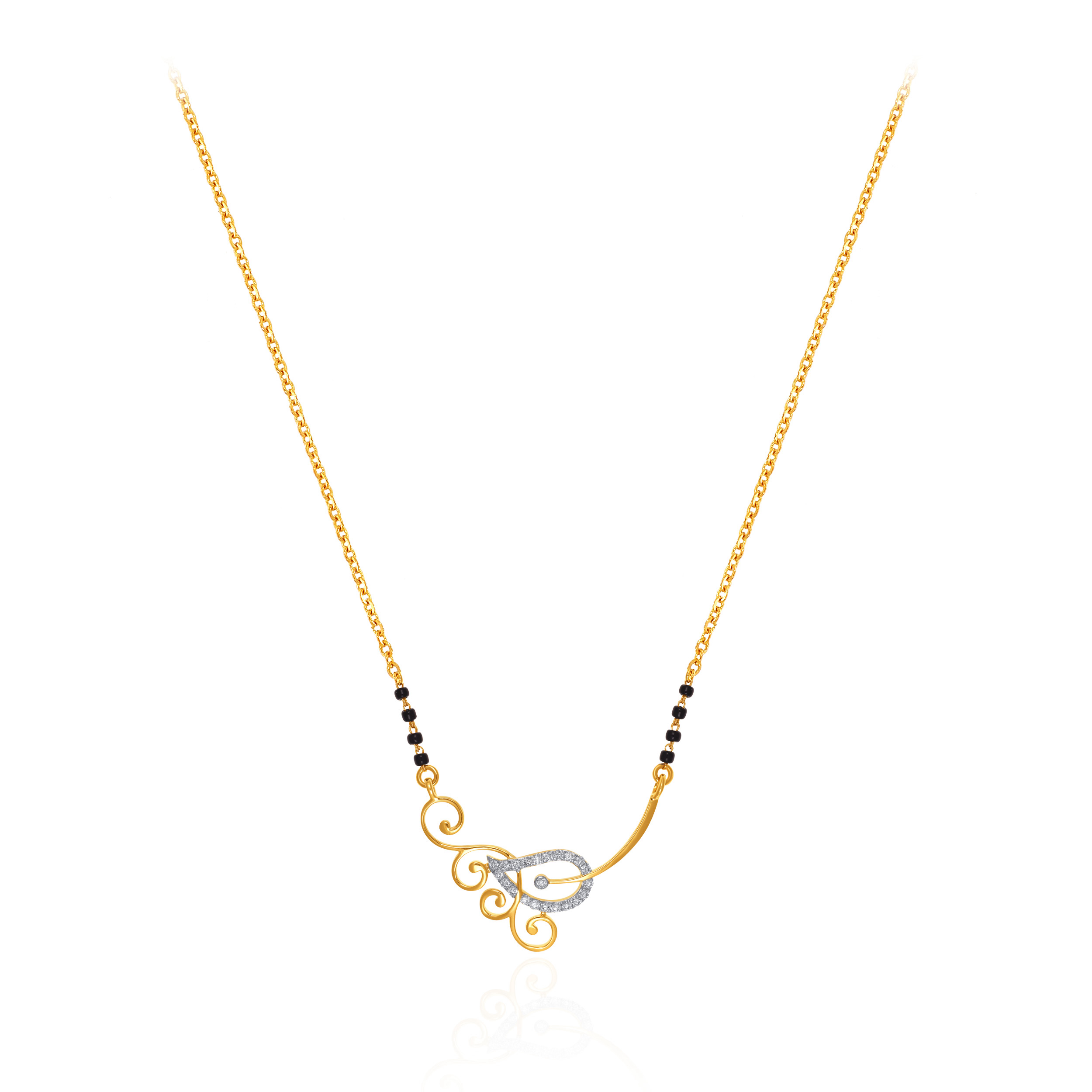 Sparkle Paisley Diamond Mangalsutra - Senco Gold and Diamonds