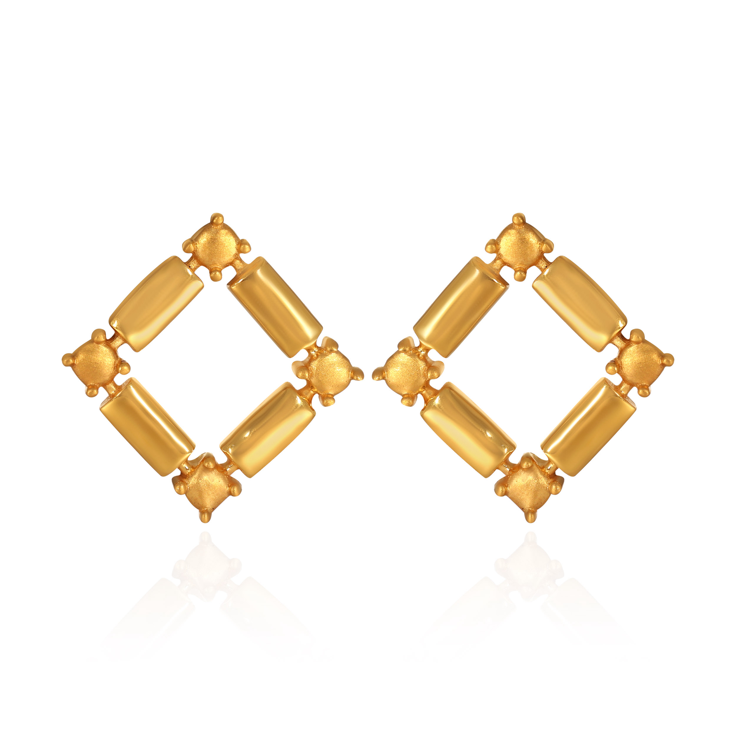 Artistic Square Gold Studs - Senco Gold and Diamonds