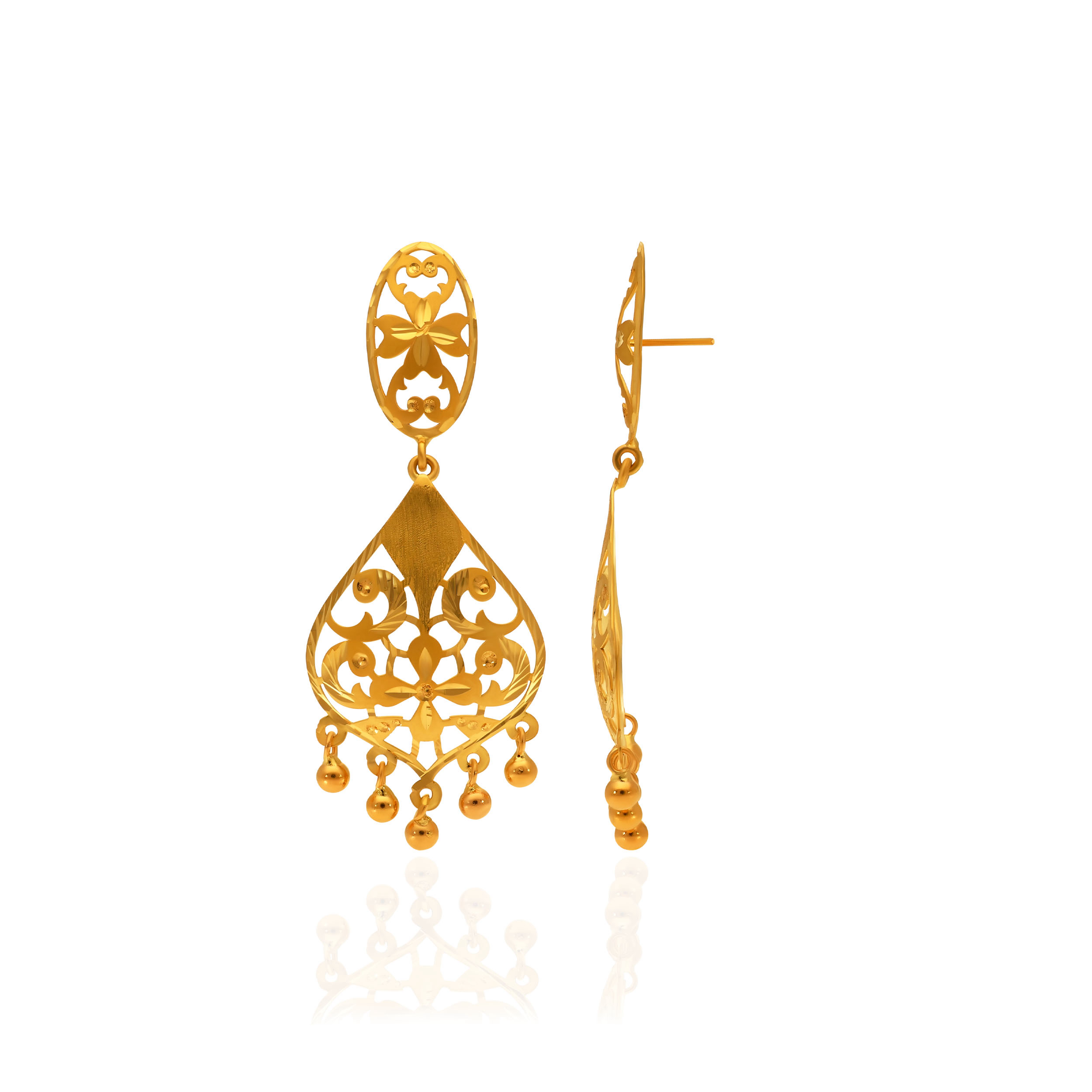 Intrica Filigree Gold Earrings - Senco Gold and Diamonds