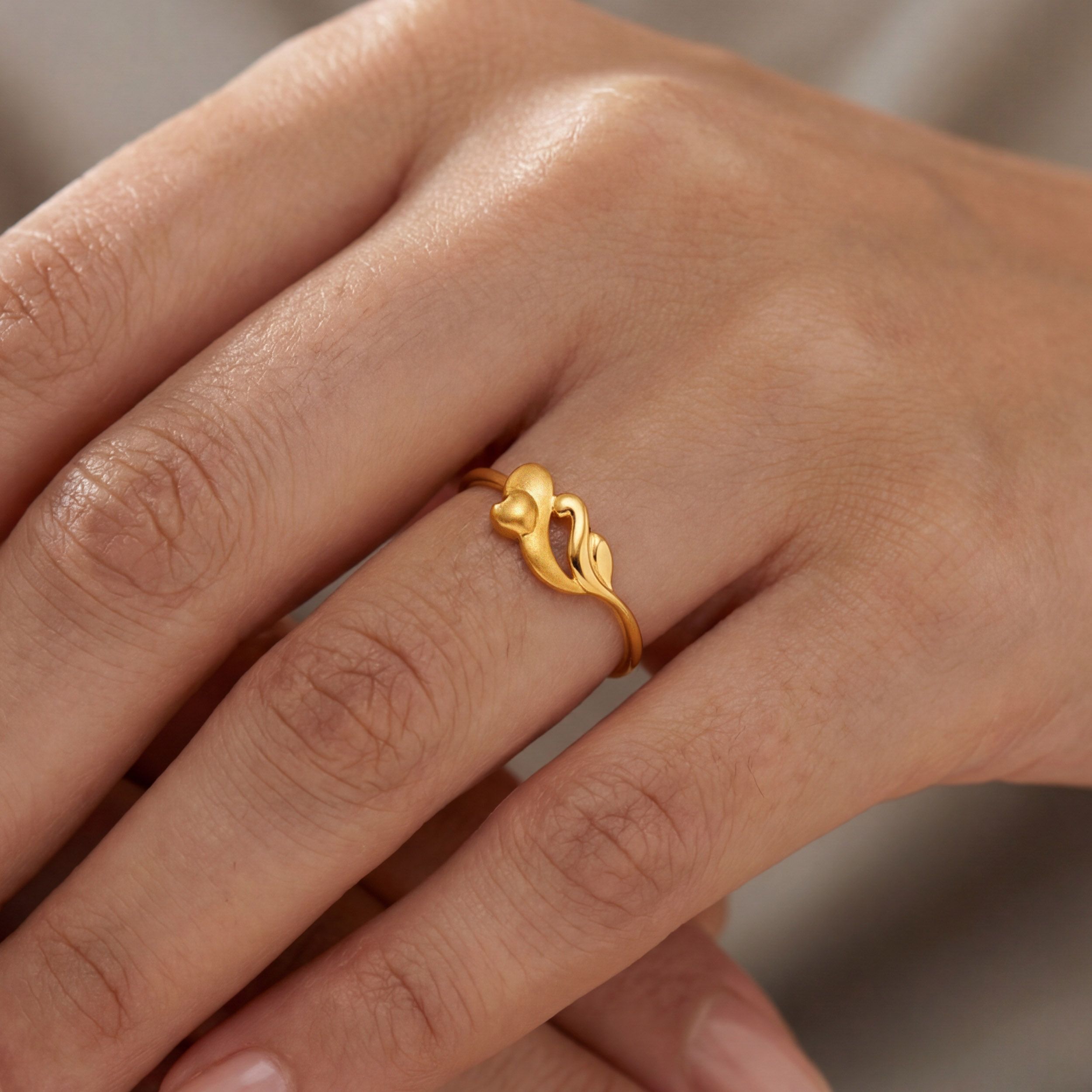 Tiny Heart Gold Ring alternate view 3