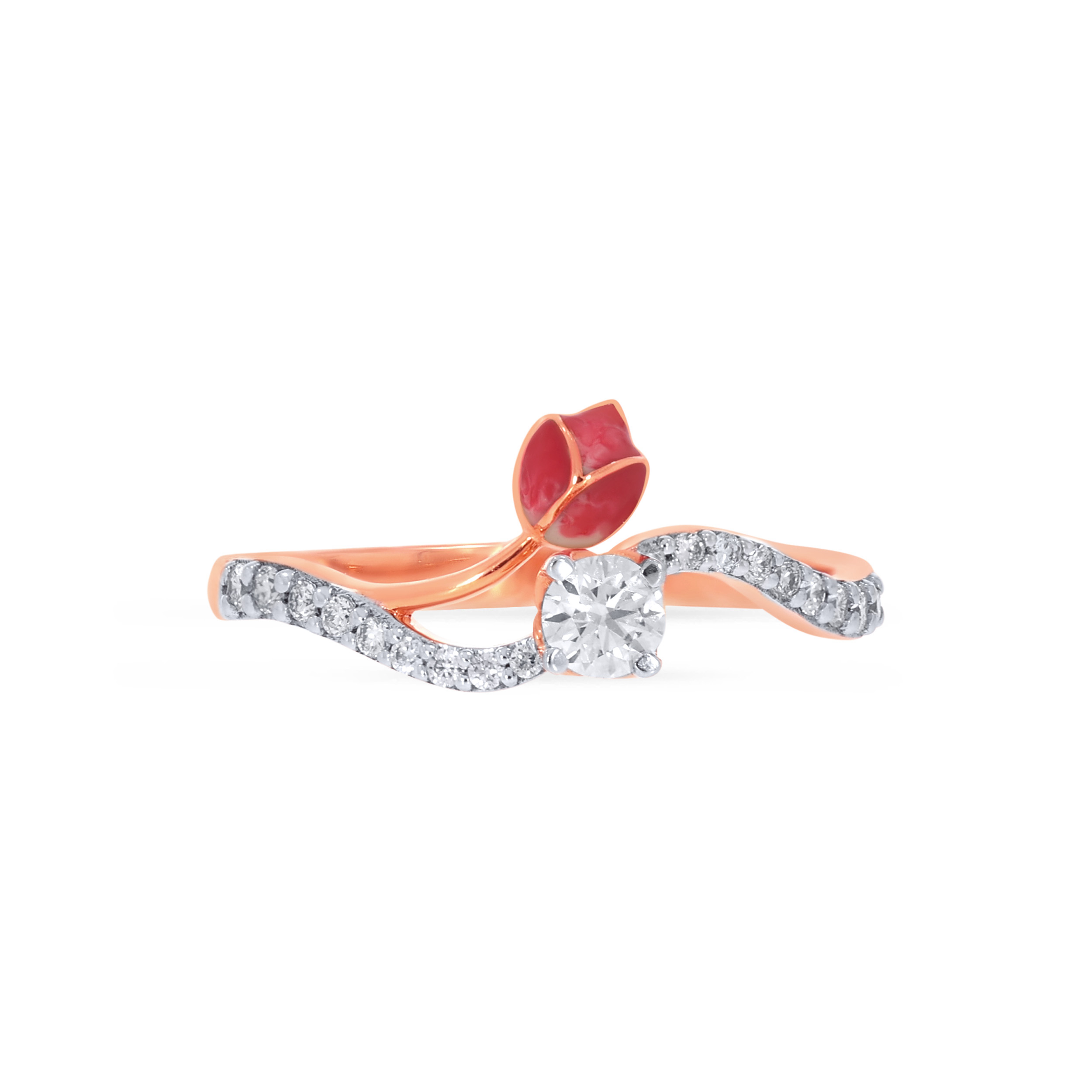 18K Rose Gold Diamond Ring-DLR-D000754604 - Senco Gold and Diamonds