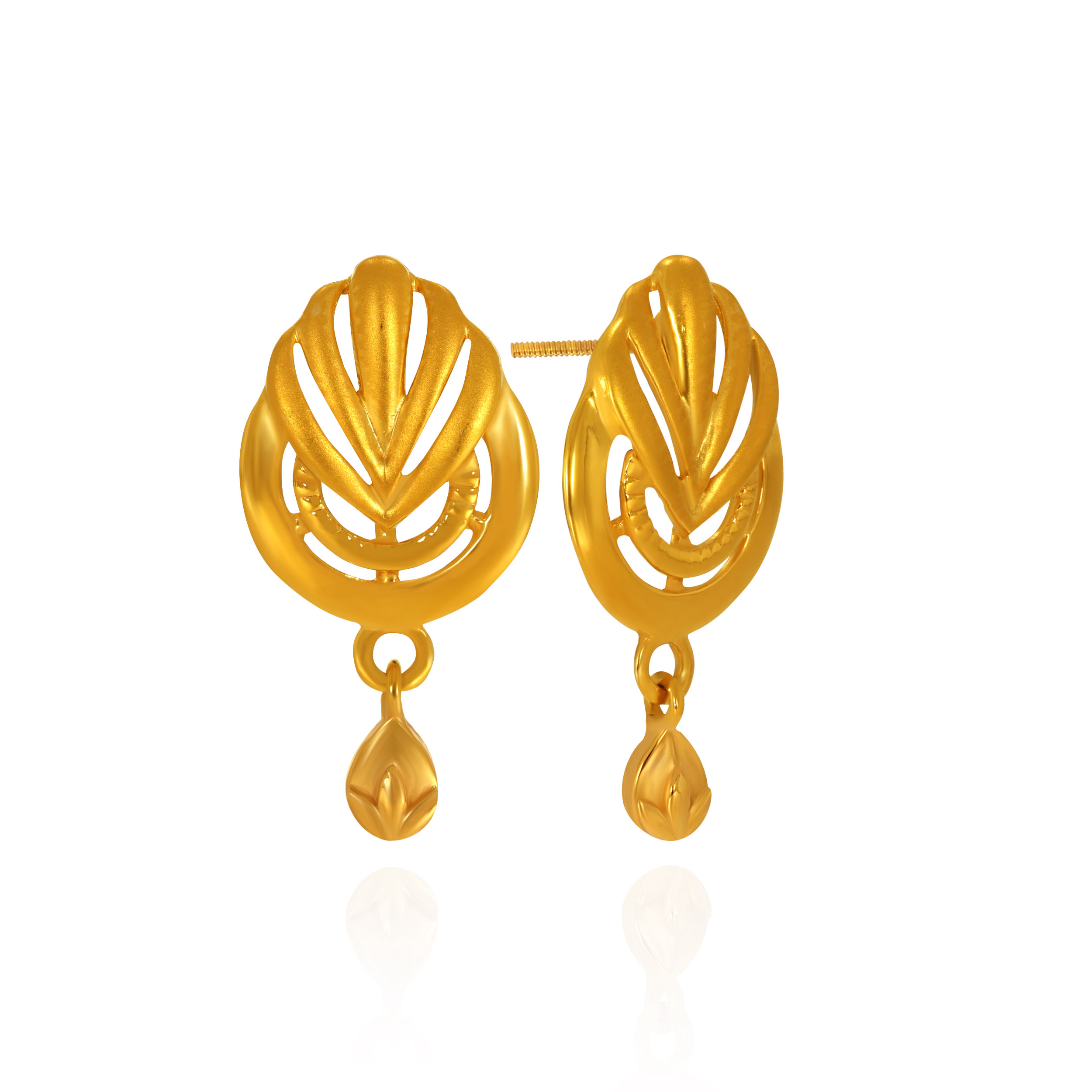 Radiant Leaflet Gold Drop Earrings - Senco Gold and Diamonds
