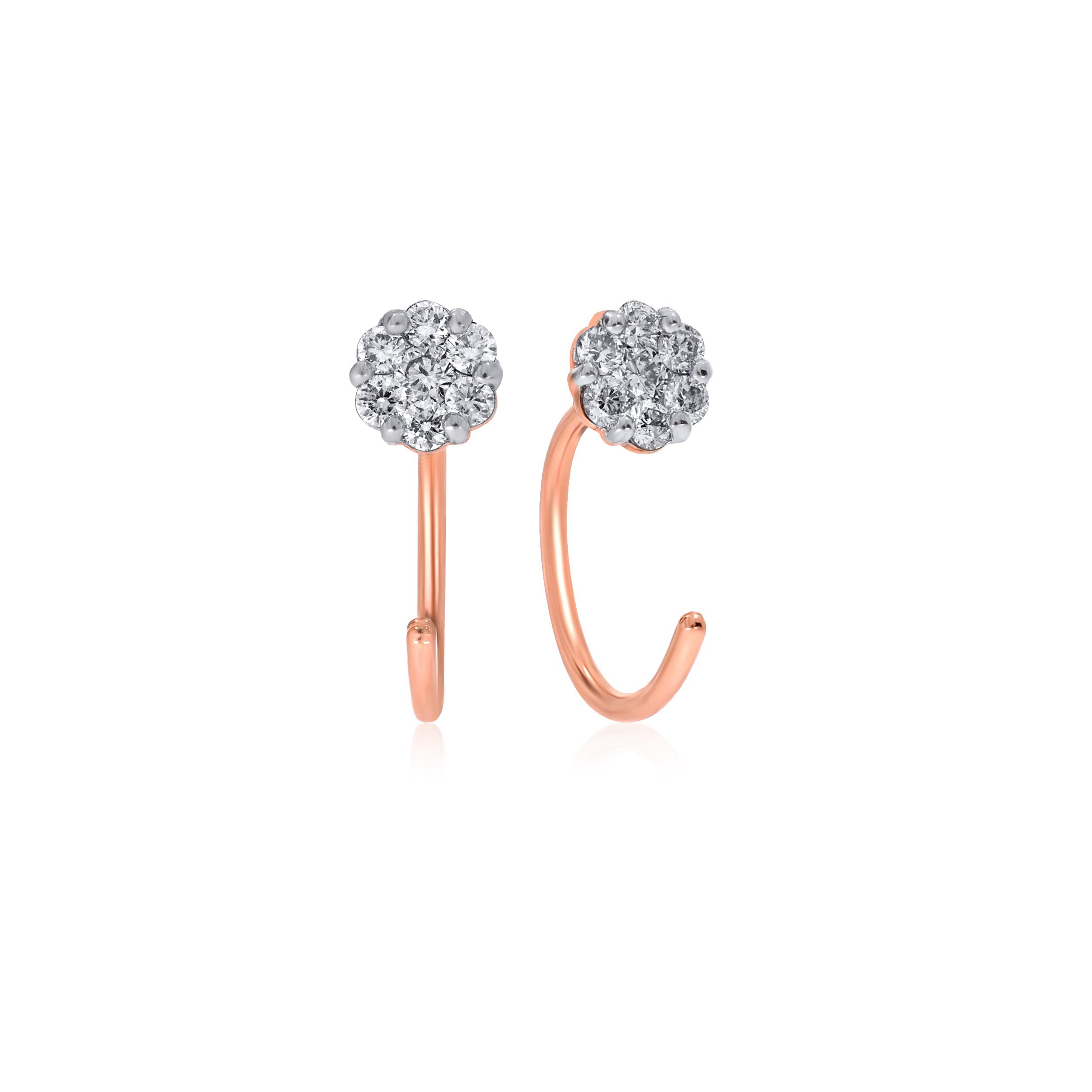 Rosy Floral Diamond Ear Cuffs - Senco Gold and Diamonds