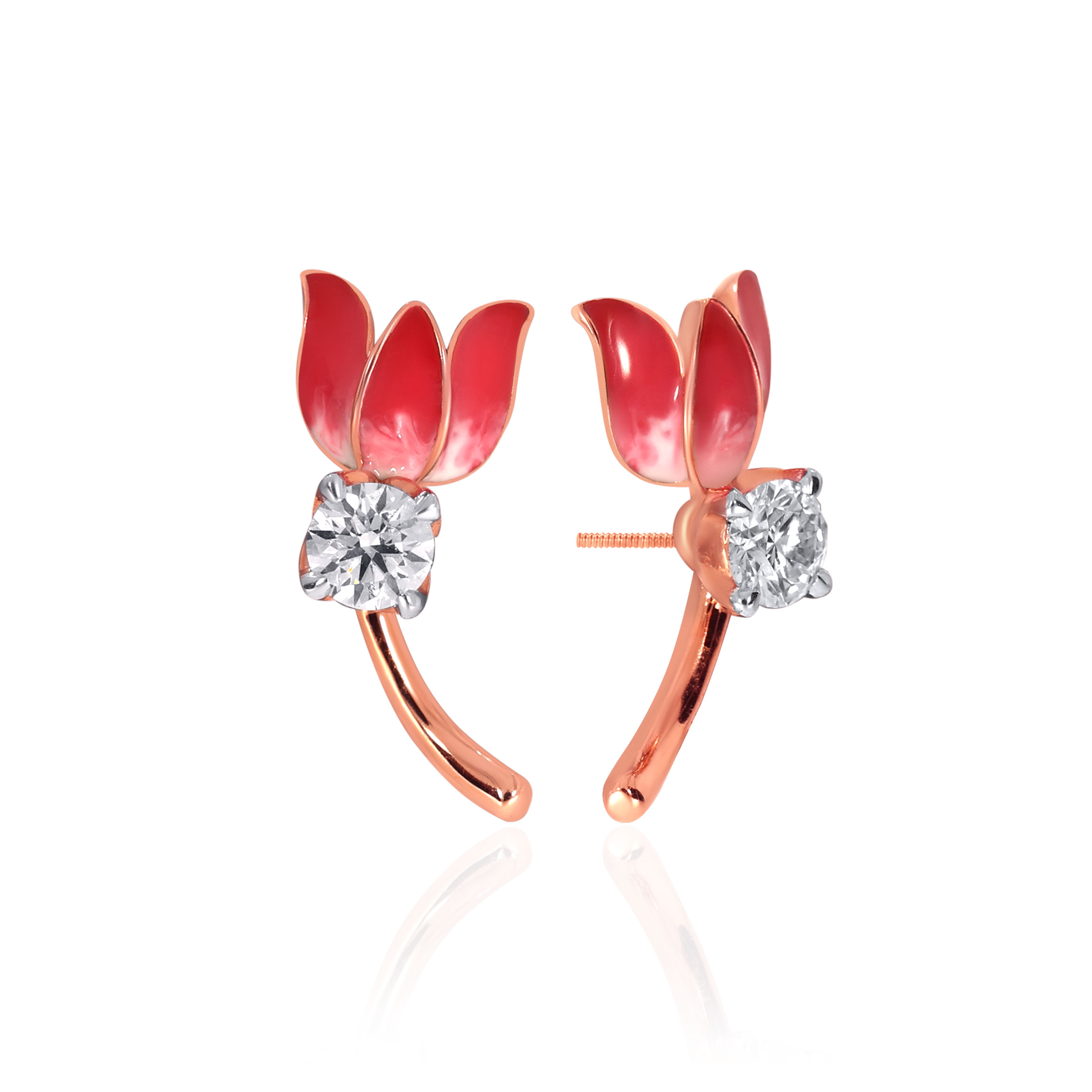 18K Rose Gold Diamond Studs Earrings-DT-D000754772 - Senco Gold and Diamonds