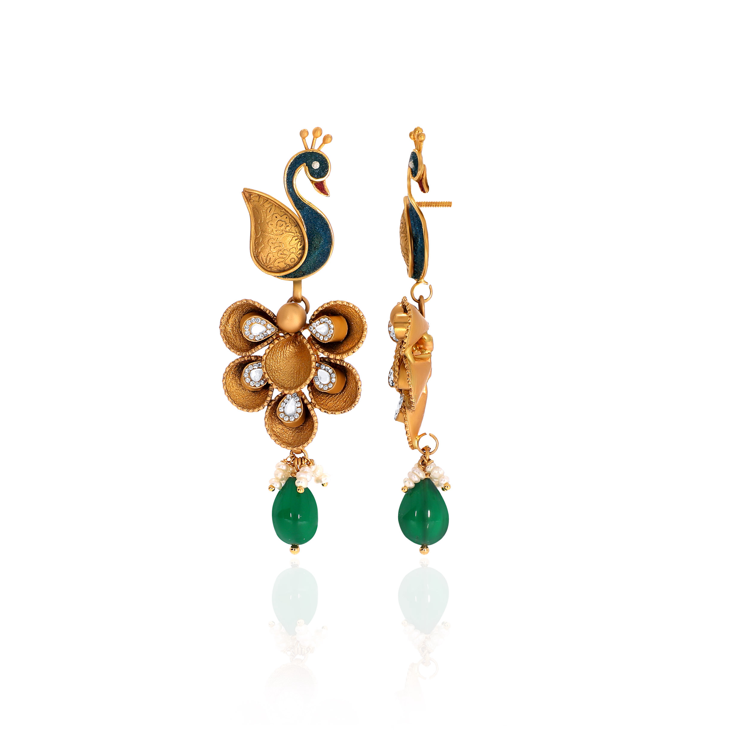 22K Yellow Gold Kundan Drop Earrings-GPNGP-D000765140 - Senco Gold and Diamonds