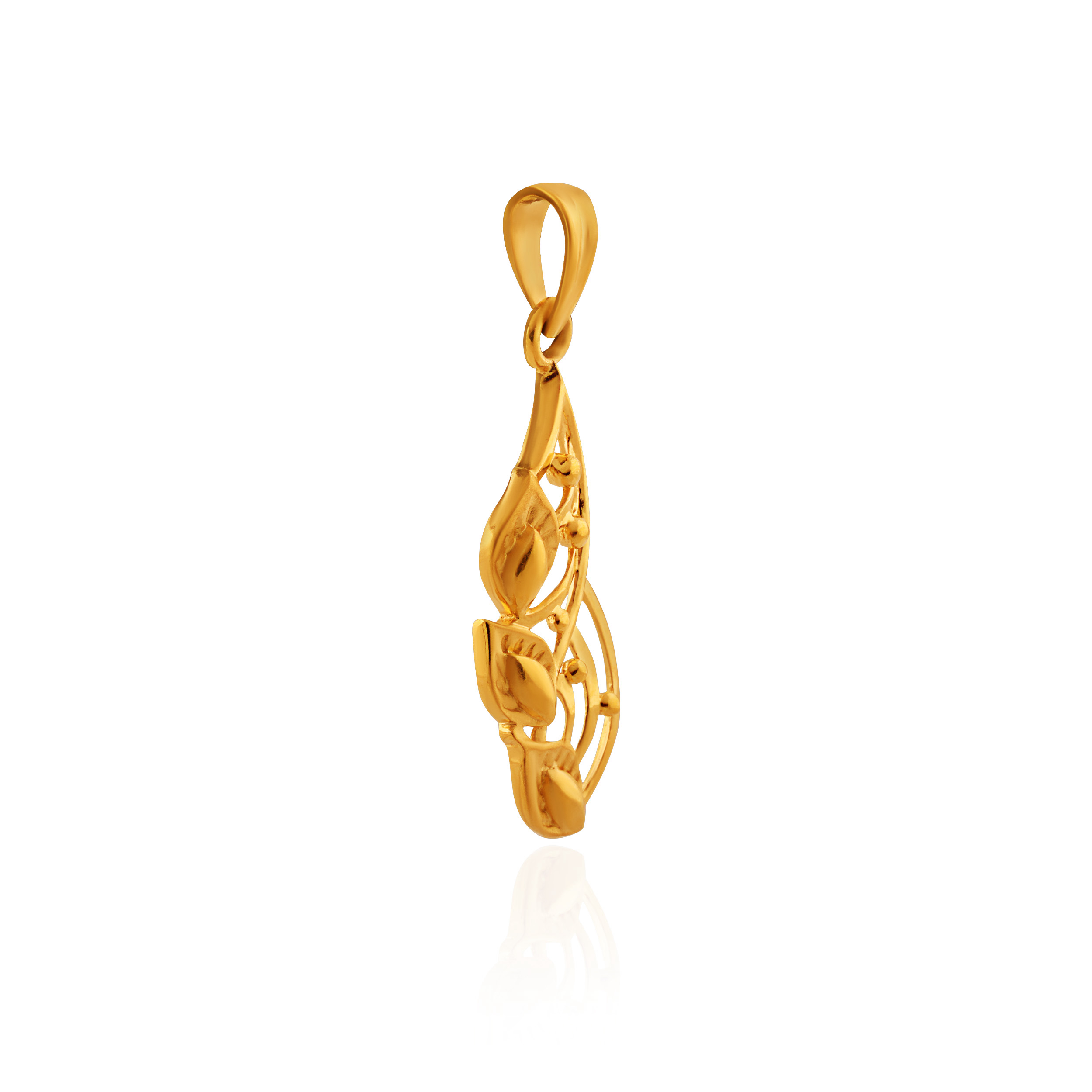 Elegant Leafy Latticed Gold Pendant - Senco Gold and Diamonds
