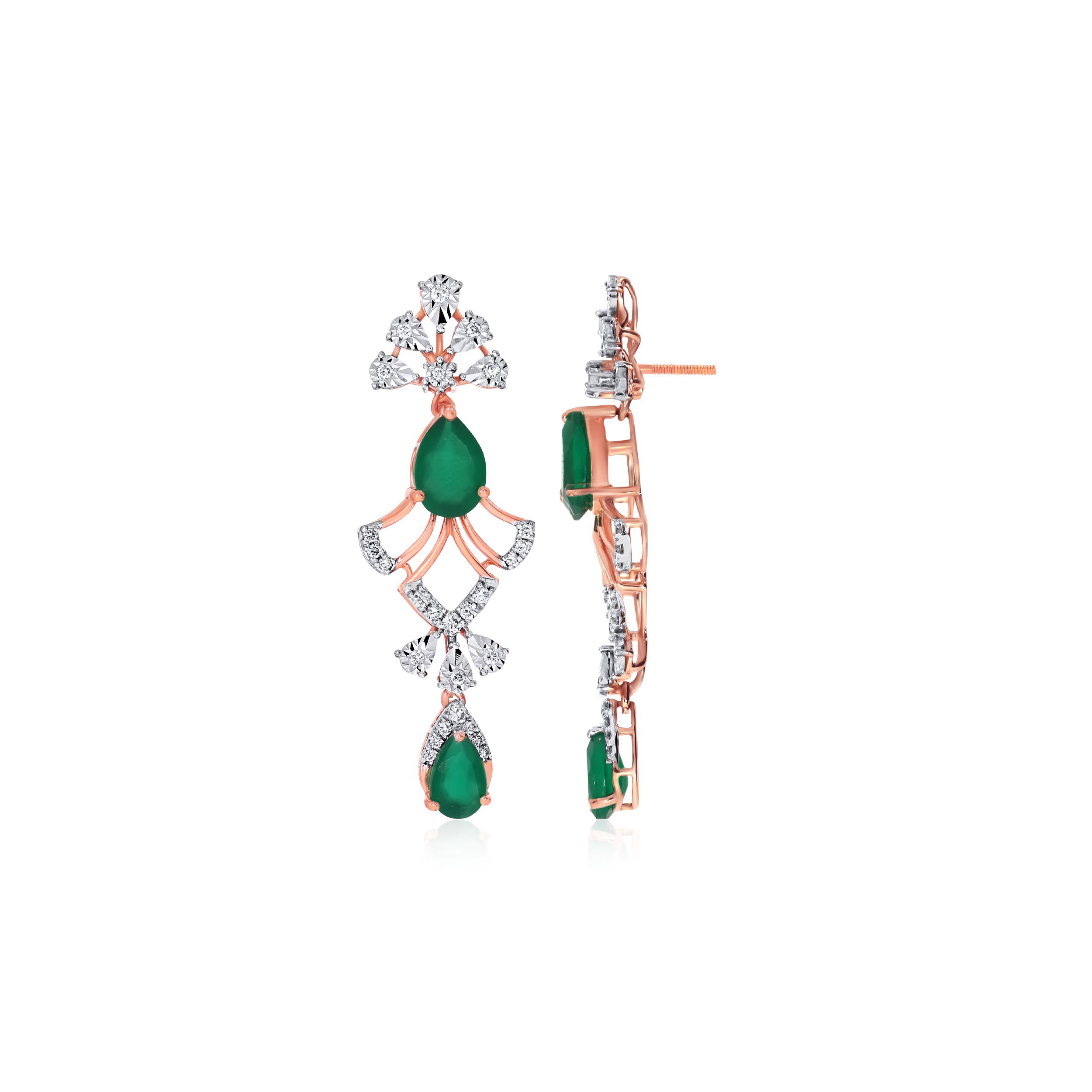 Greenish Sheen Diamond Drop Earrings - Senco Gold and Diamonds