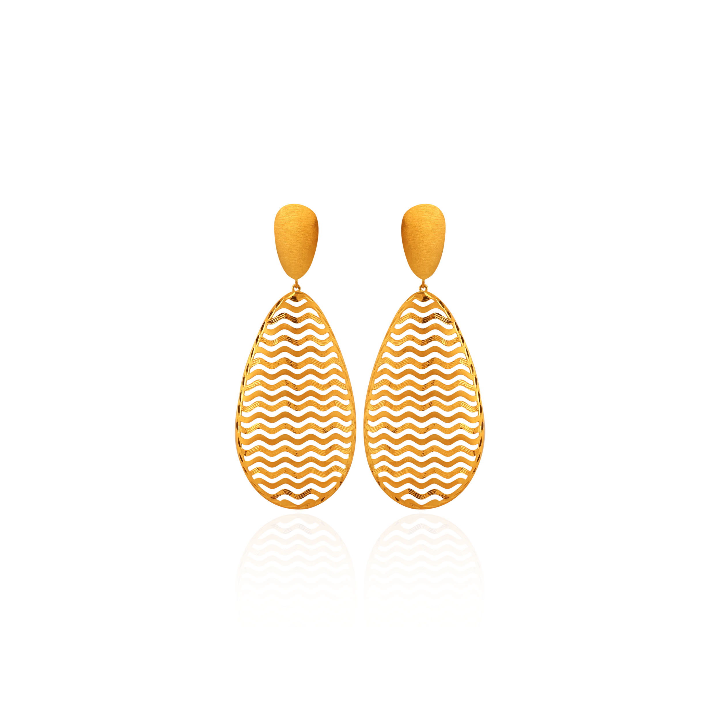 Wavy Openwork Gold Drop Earrings - Senco Gold and Diamonds