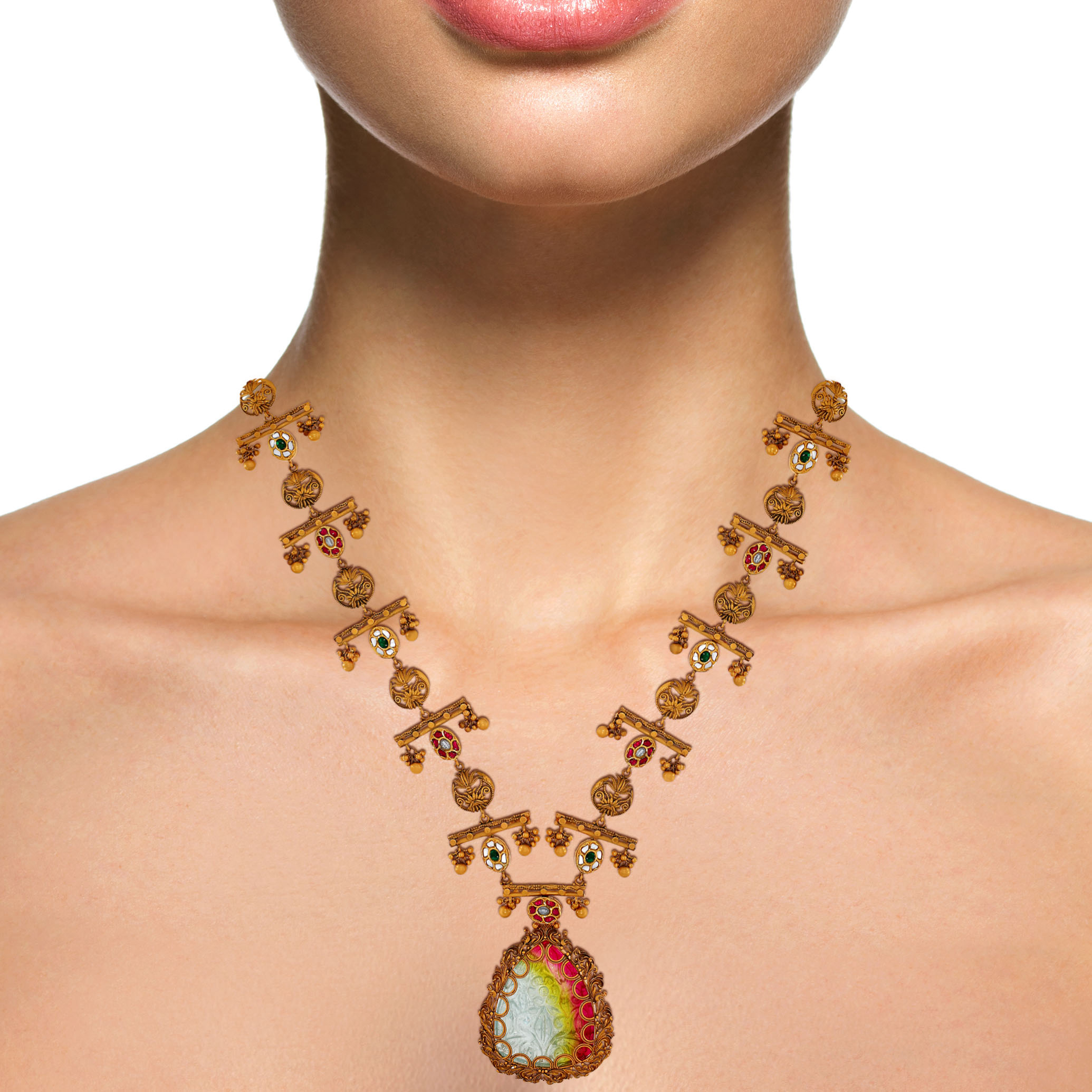 22K Yellow Gold Kundan Necklace-GN-D000788430 - Senco Gold and Diamonds