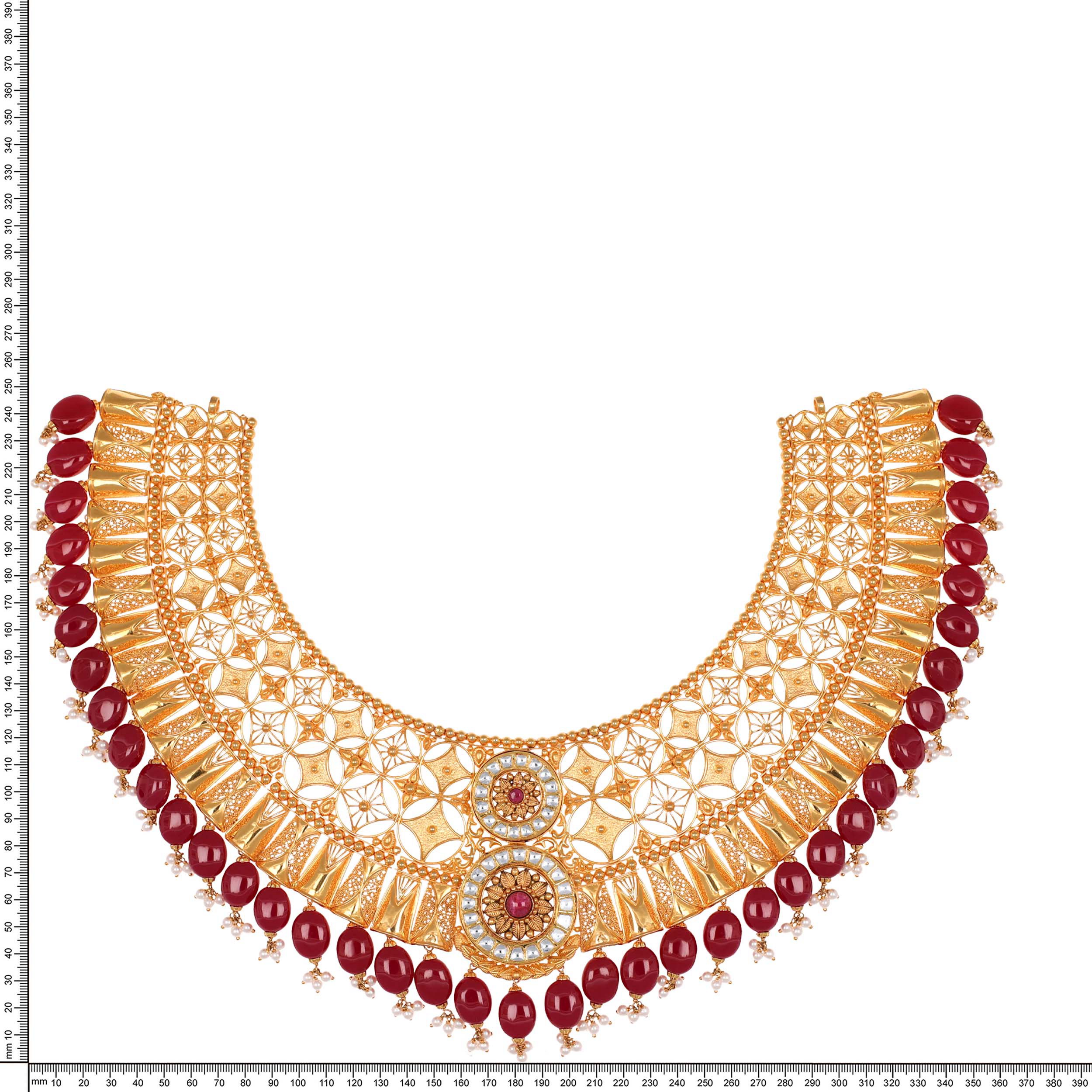Sunlit Cascade Kundan Statement Gold Necklace - Senco Gold and Diamonds