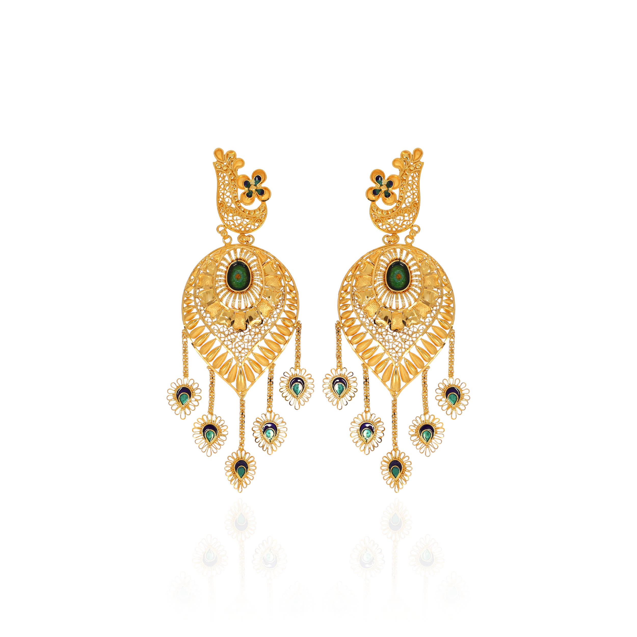 Opulent Plumage Gold Earrings - Senco Gold and Diamonds