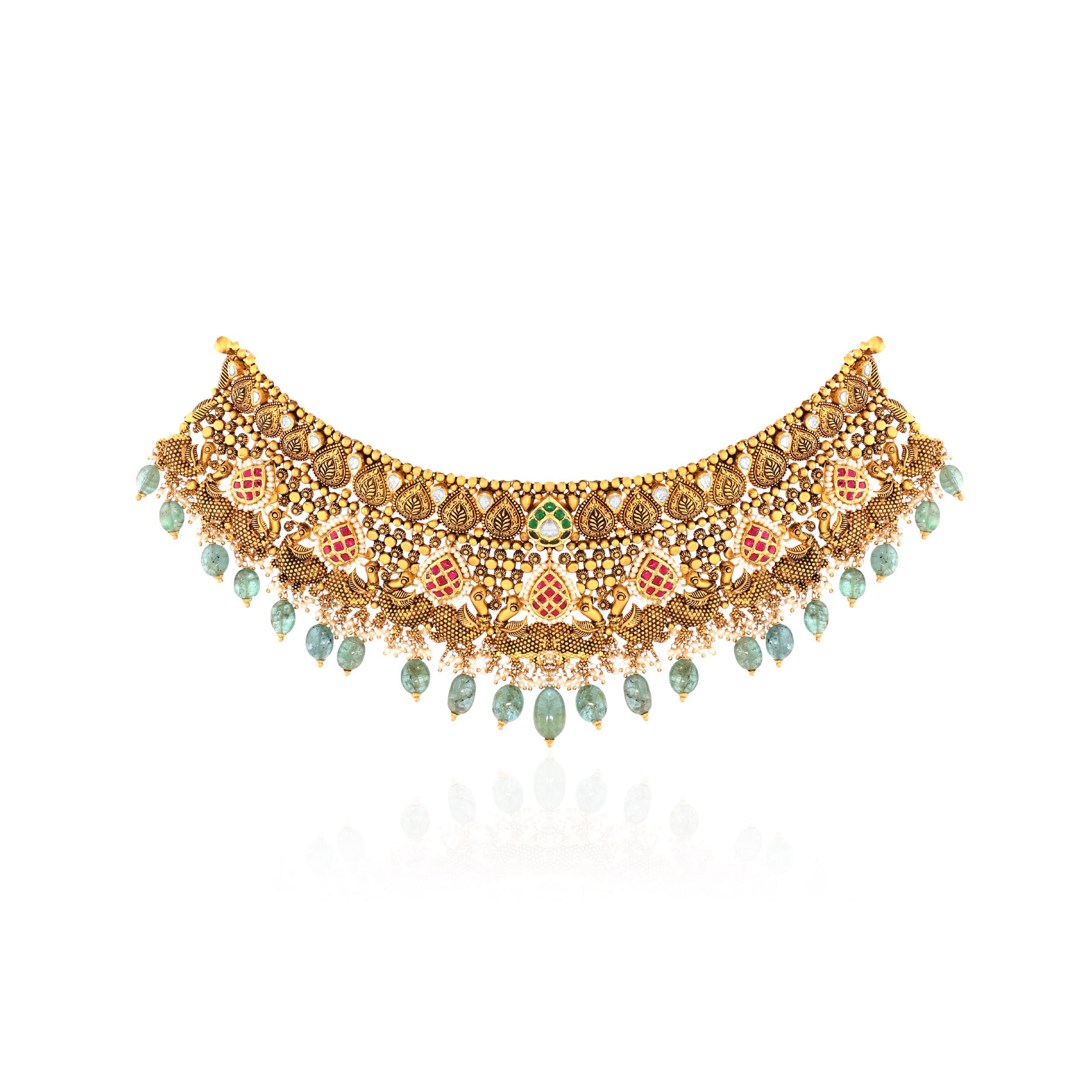 22K Yellow Gold Kundan Necklace-GN-D000788412 - Senco Gold and Diamonds