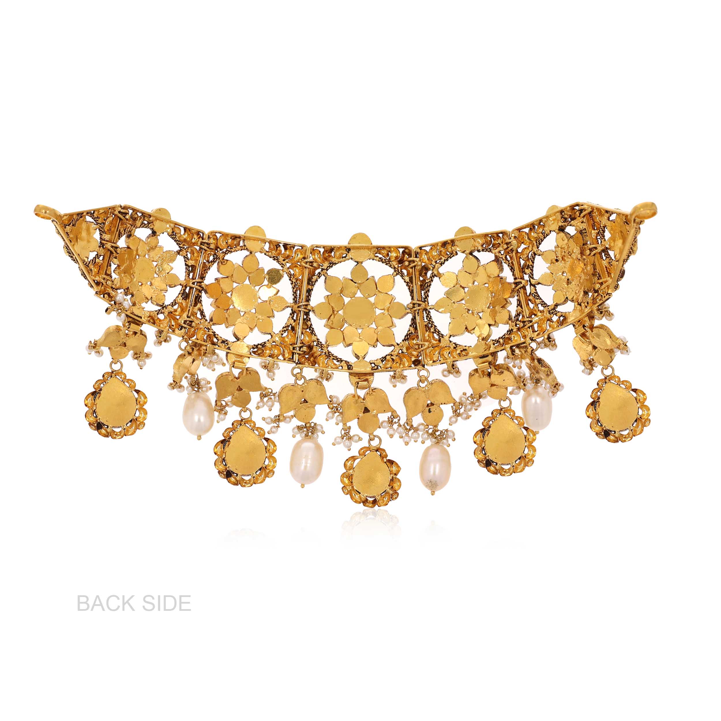 Blooming Antique Gold Kundan Choker Necklace - Senco Gold and Diamonds
