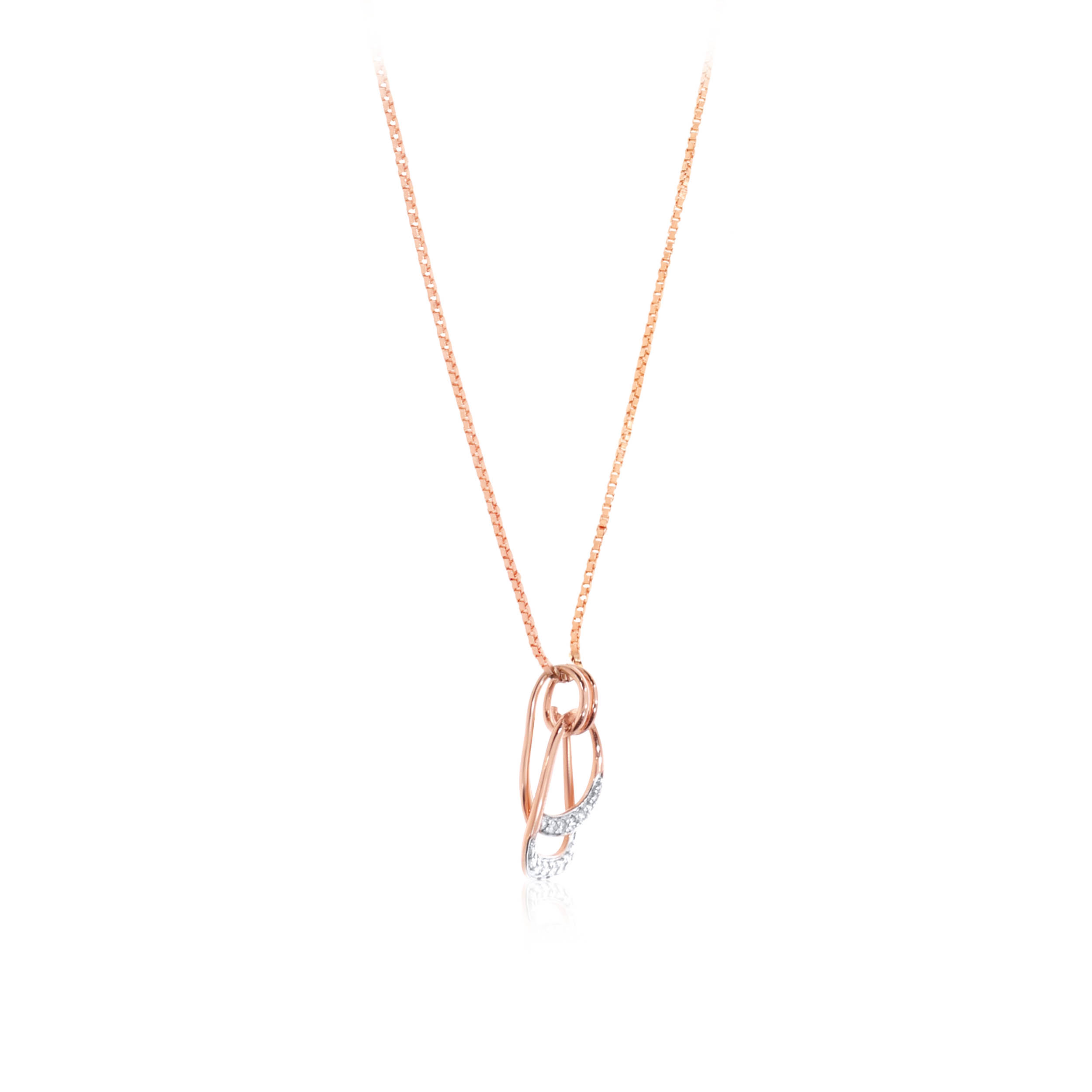 Overlapped Poise Diamond Chain Pendant - Senco Gold and Diamonds
