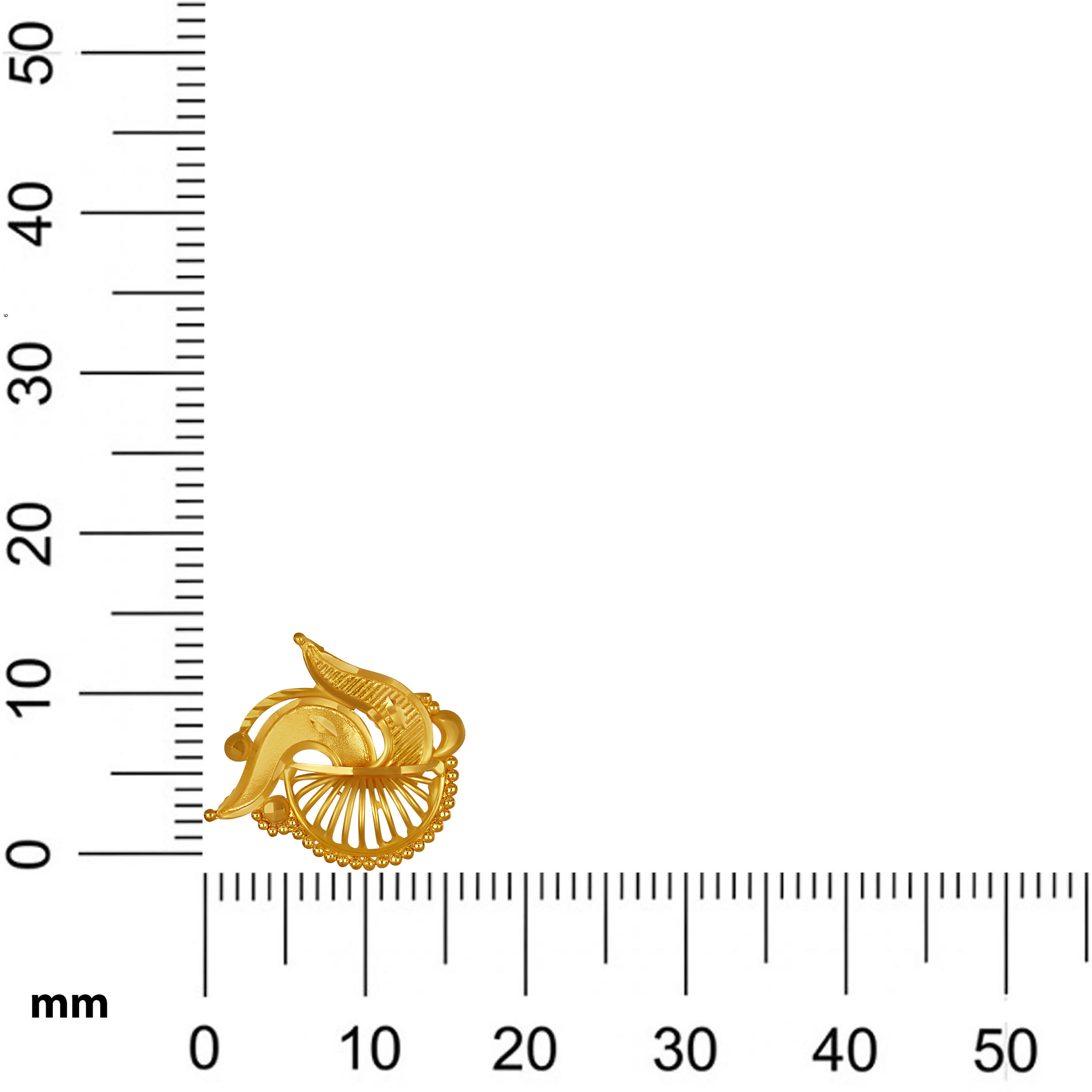Artisanal Feather Motif Gold Studs - Senco Gold and Diamonds