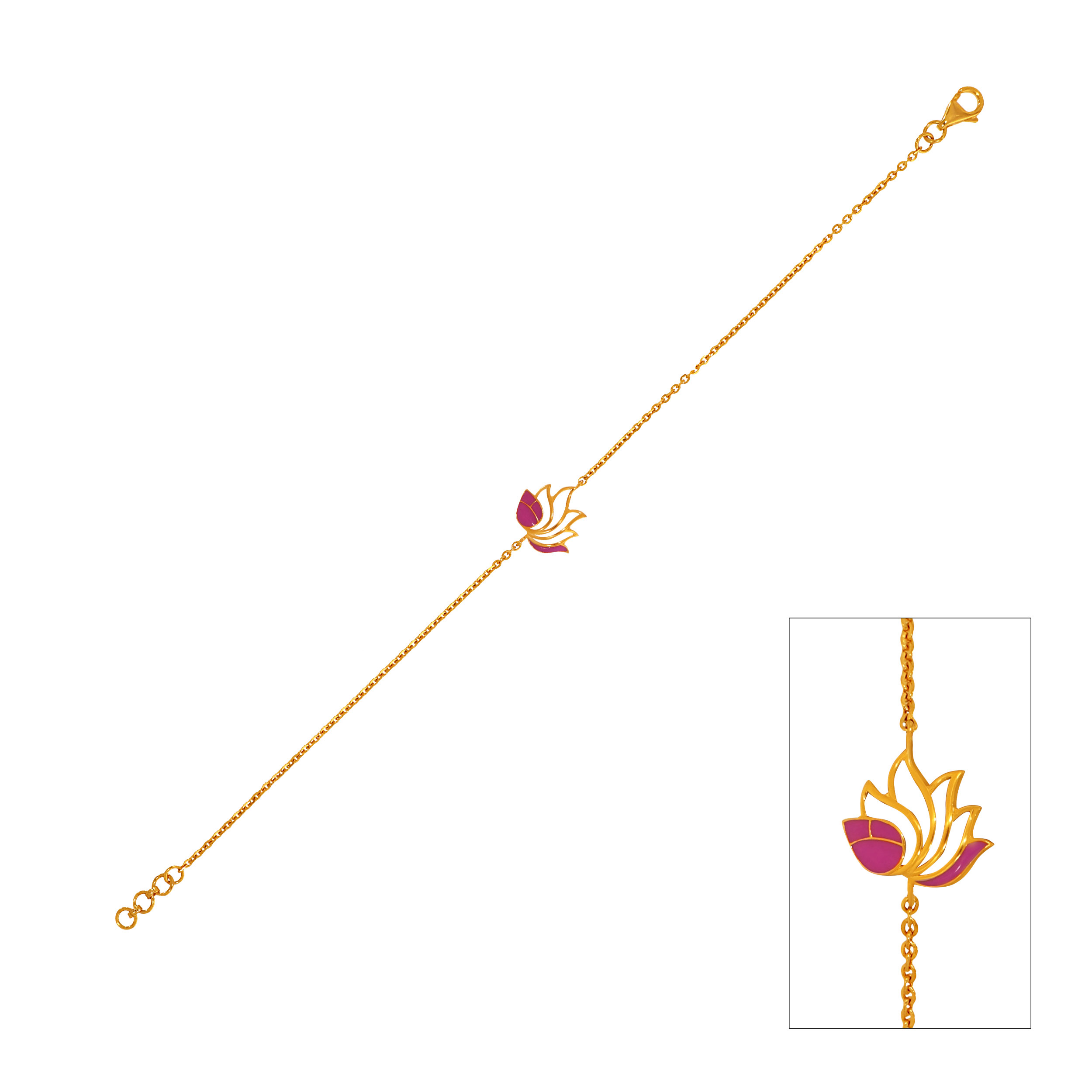 Pink Lotus Poise Gold Chain Bracelet - Senco Gold and Diamonds
