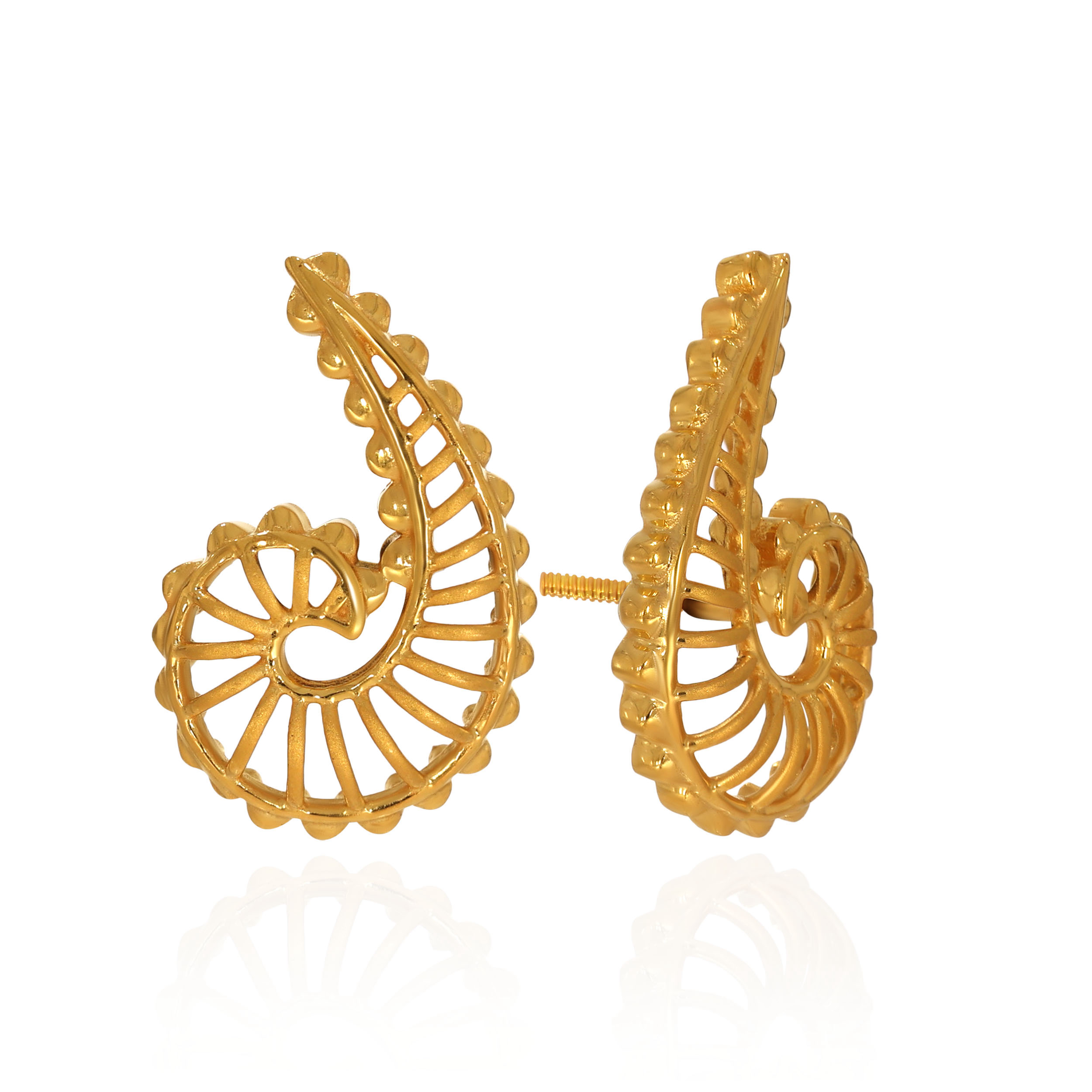 Nautilus Shell Gold Studs - Senco Gold and Diamonds