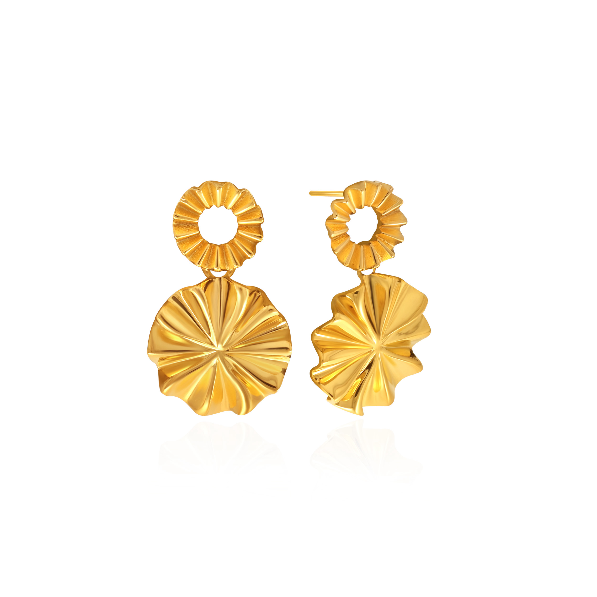 Lotus Leaf Gold Studs - Senco Gold and Diamonds