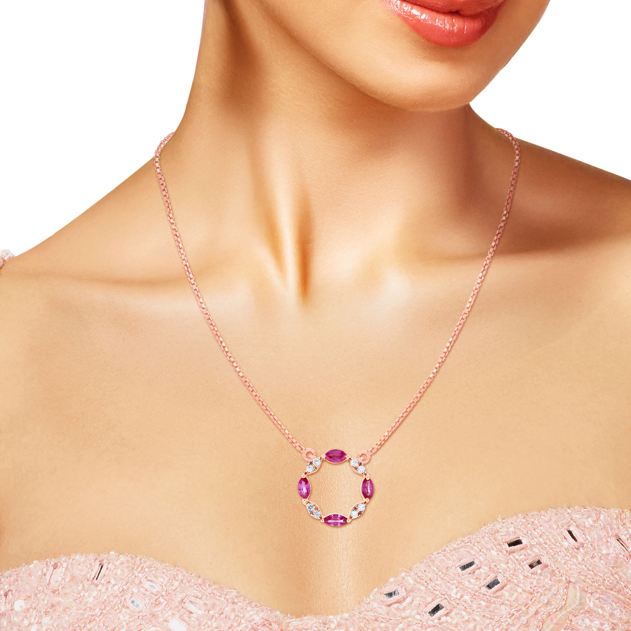 Radiant Marquise Diamond Chain Pendant  - Senco Gold and Diamonds