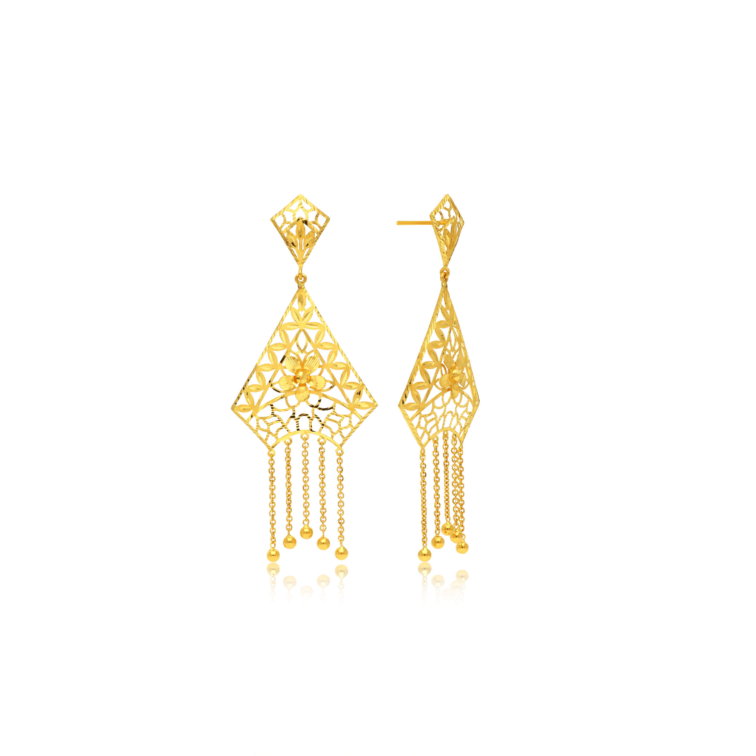 Geometric Delight Gold Danglers - Senco Gold and Diamonds