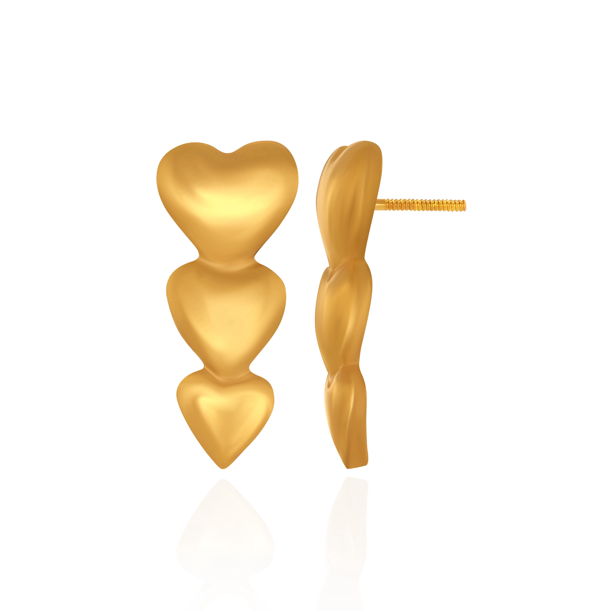 Delicate Triple Heart Gold Earrings - Senco Gold and Diamonds