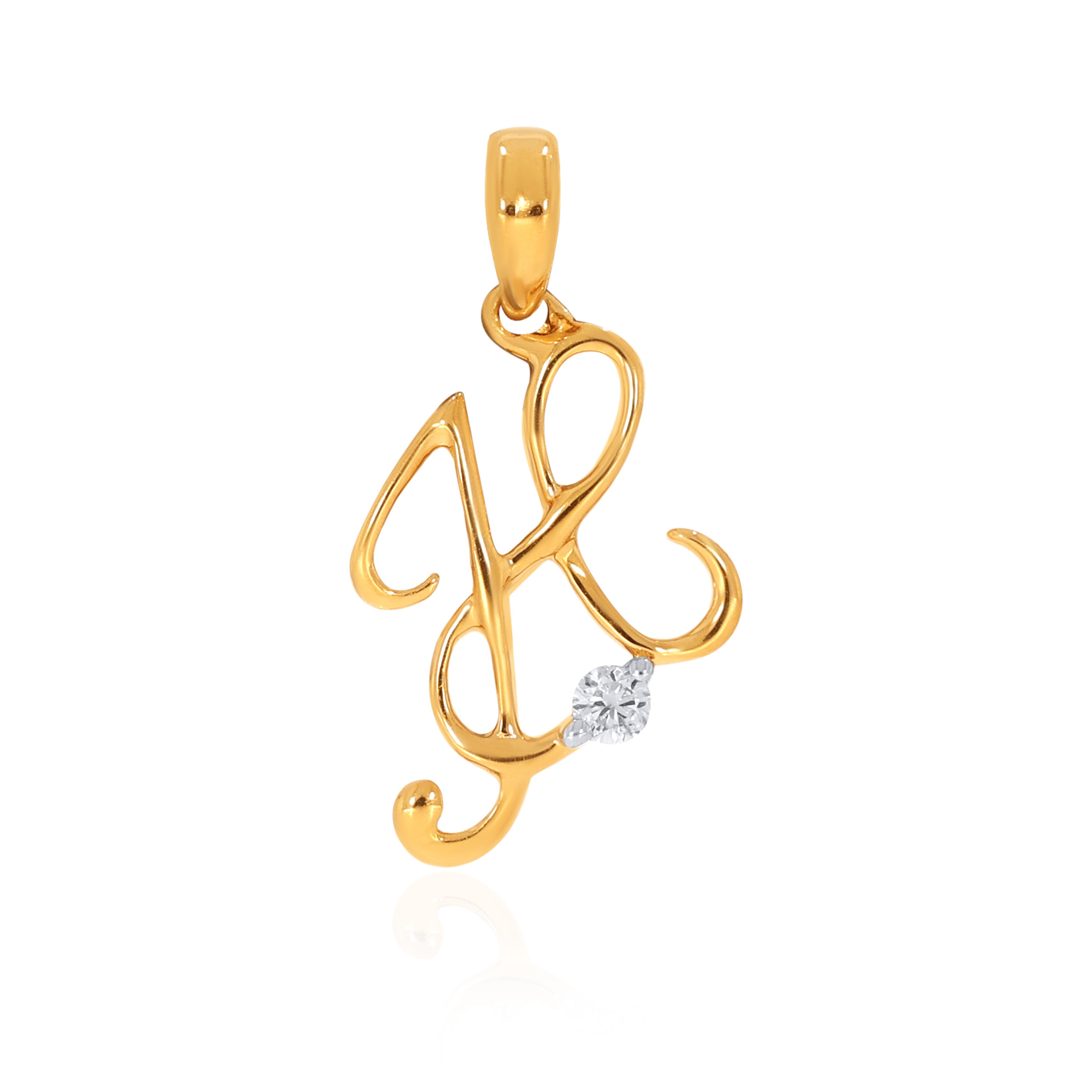 18K Yellow Gold H Alphabet Diamond Pendant-DPN-D000748617 - Senco Gold and Diamonds