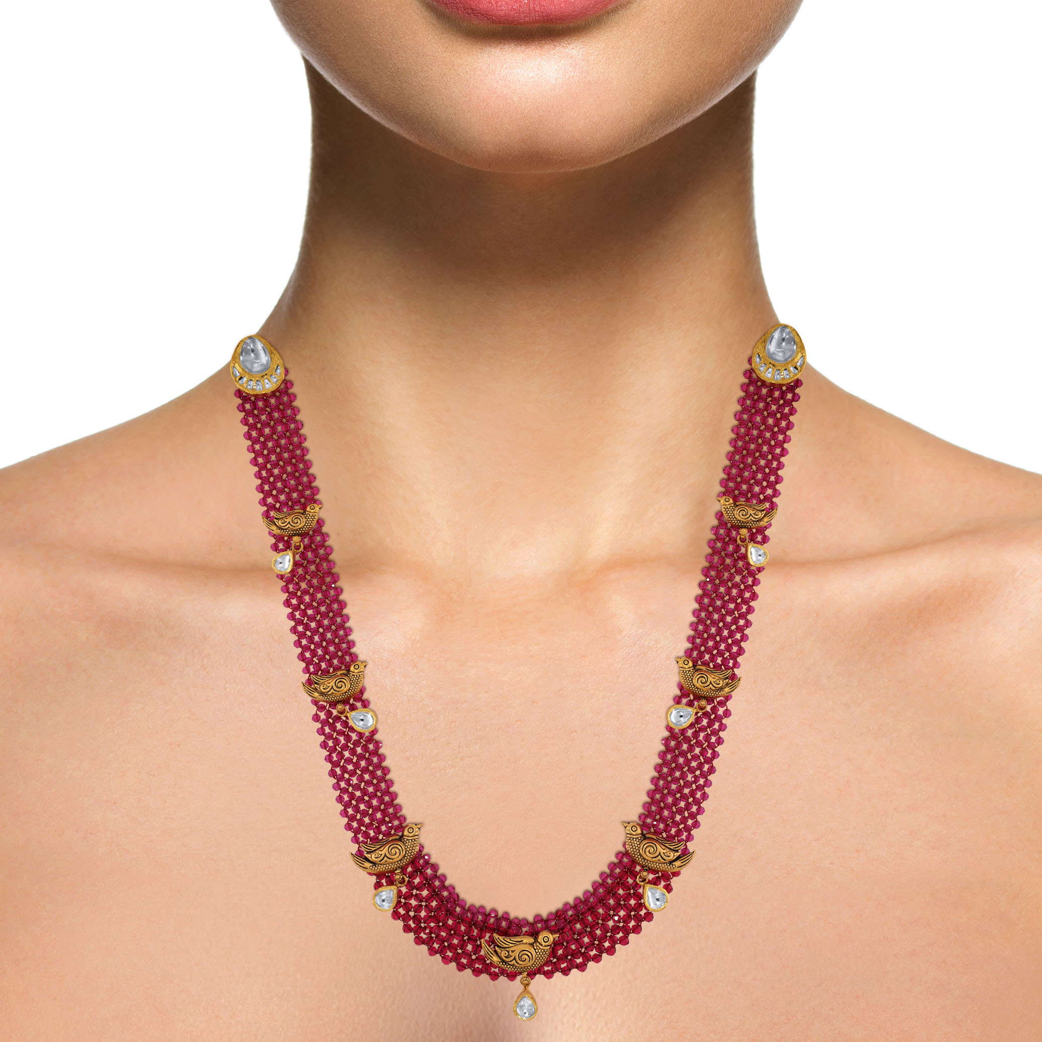 22K Yellow Gold Kundan Necklace-GN-D000788421 - Senco Gold and Diamonds