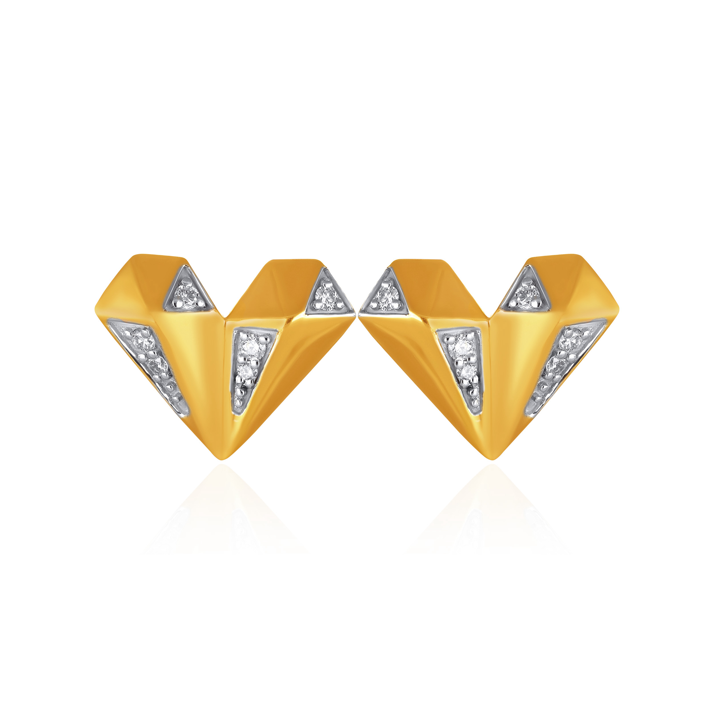 Stylish Faceted Heart Diamond Earrings - Senco Gold and Diamonds