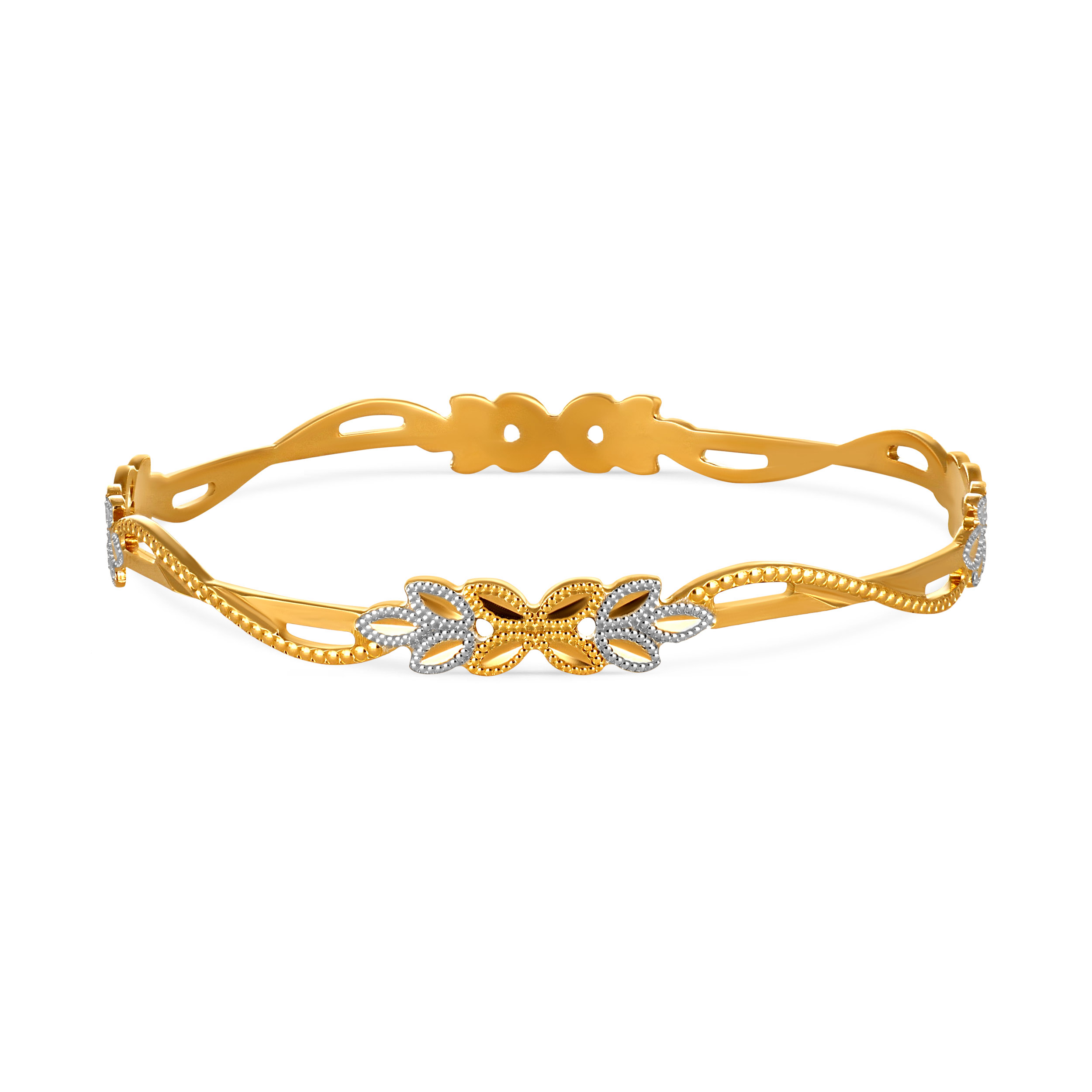 Wavy Floral Elegance Gold Bangle - Senco Gold and Diamonds