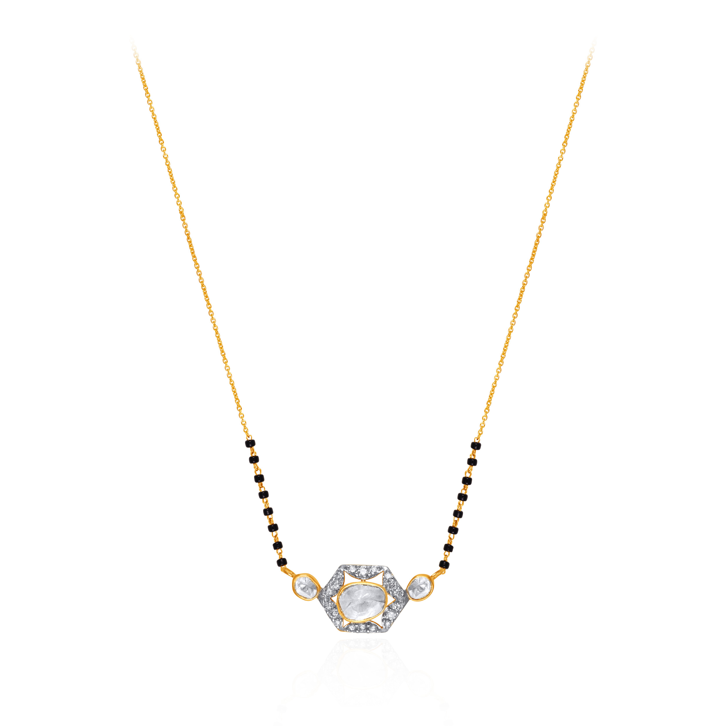 Hexagonal Halo Diamond Mangalsutra - Senco Gold and Diamonds