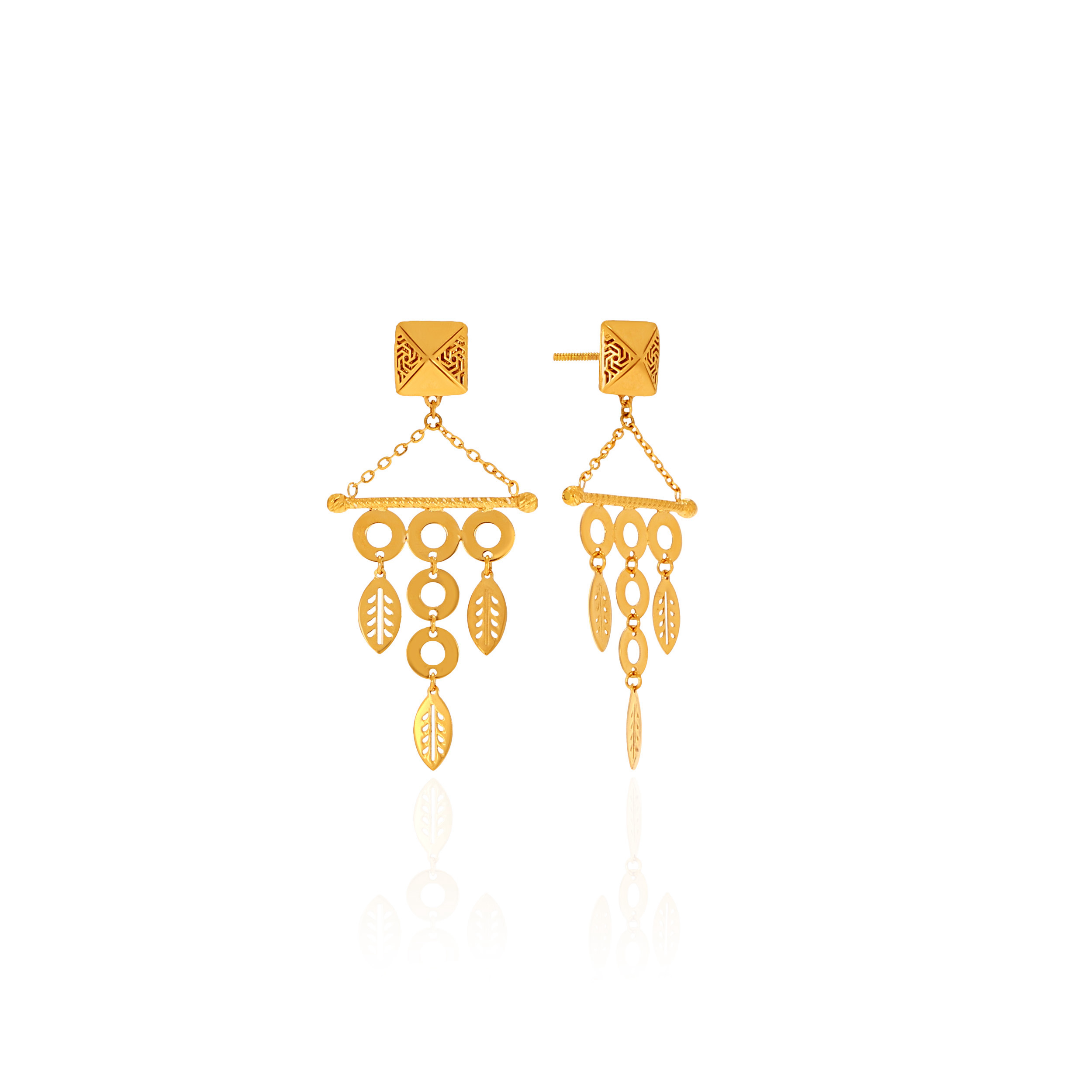 Artistic Asymmetrical Gold Earrings - Senco Gold and Diamonds
