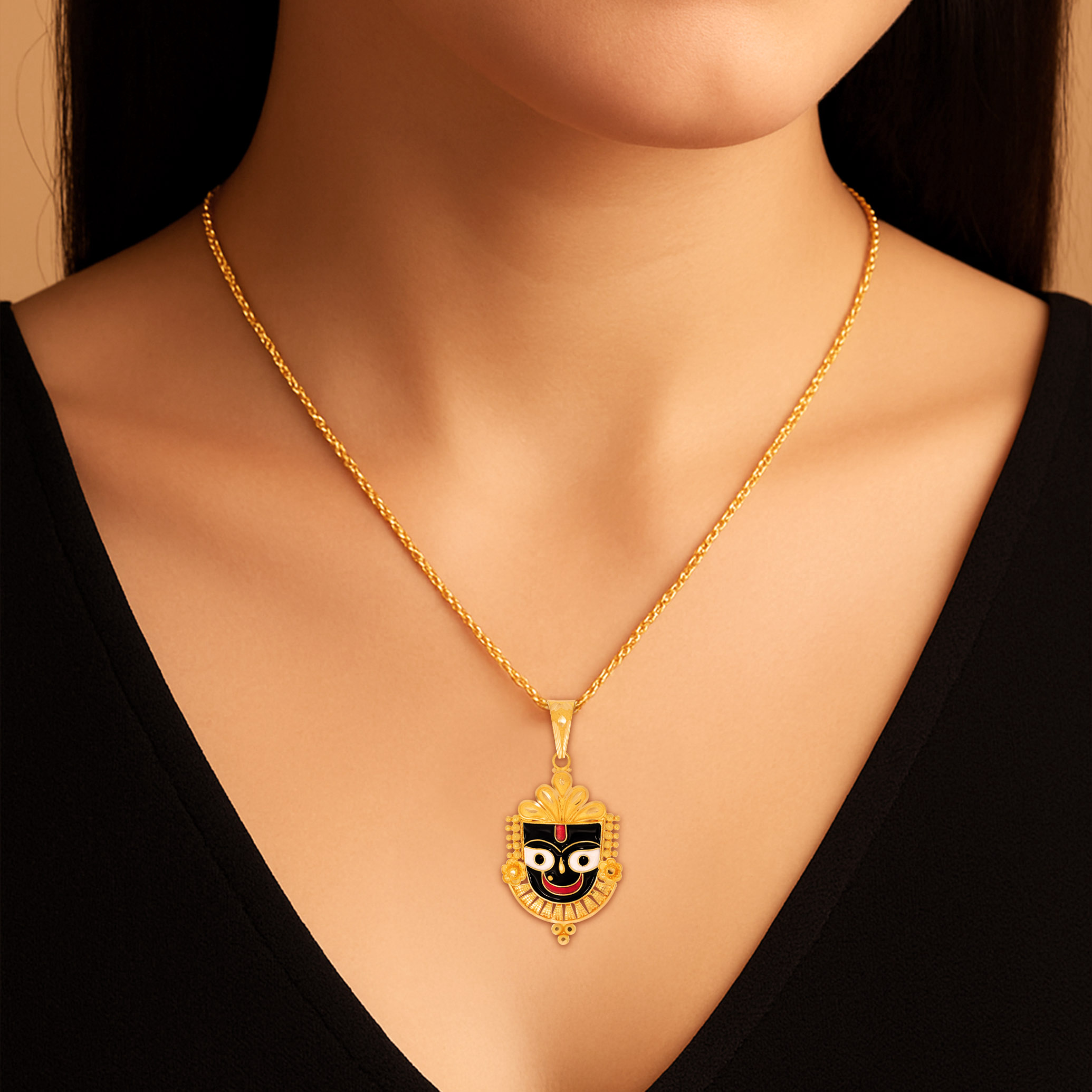 Trinity Hues Jagannath Gold Pendant - Senco Gold and Diamonds
