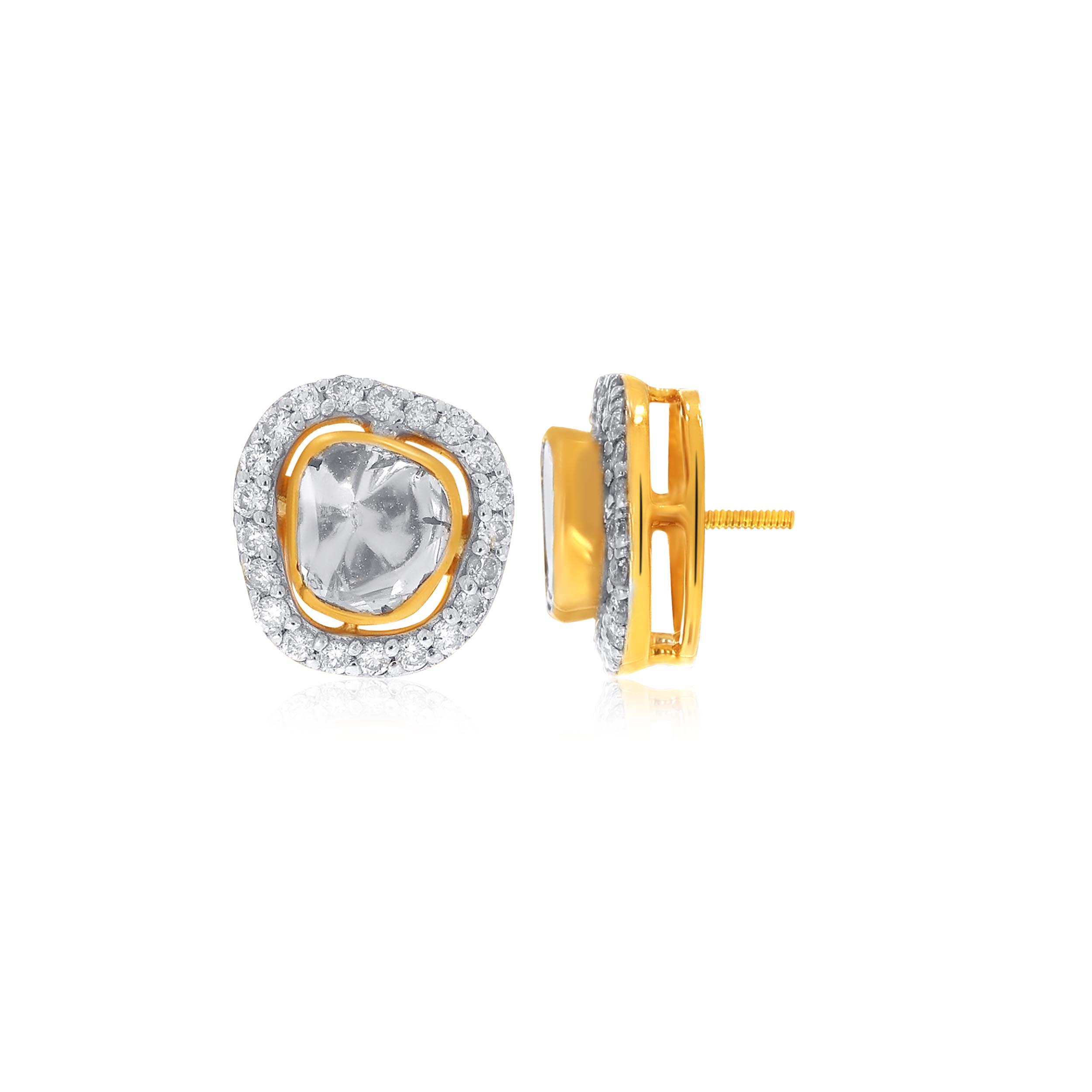 Abstract Elegance Polki Diamond Studs - Senco Gold and Diamonds