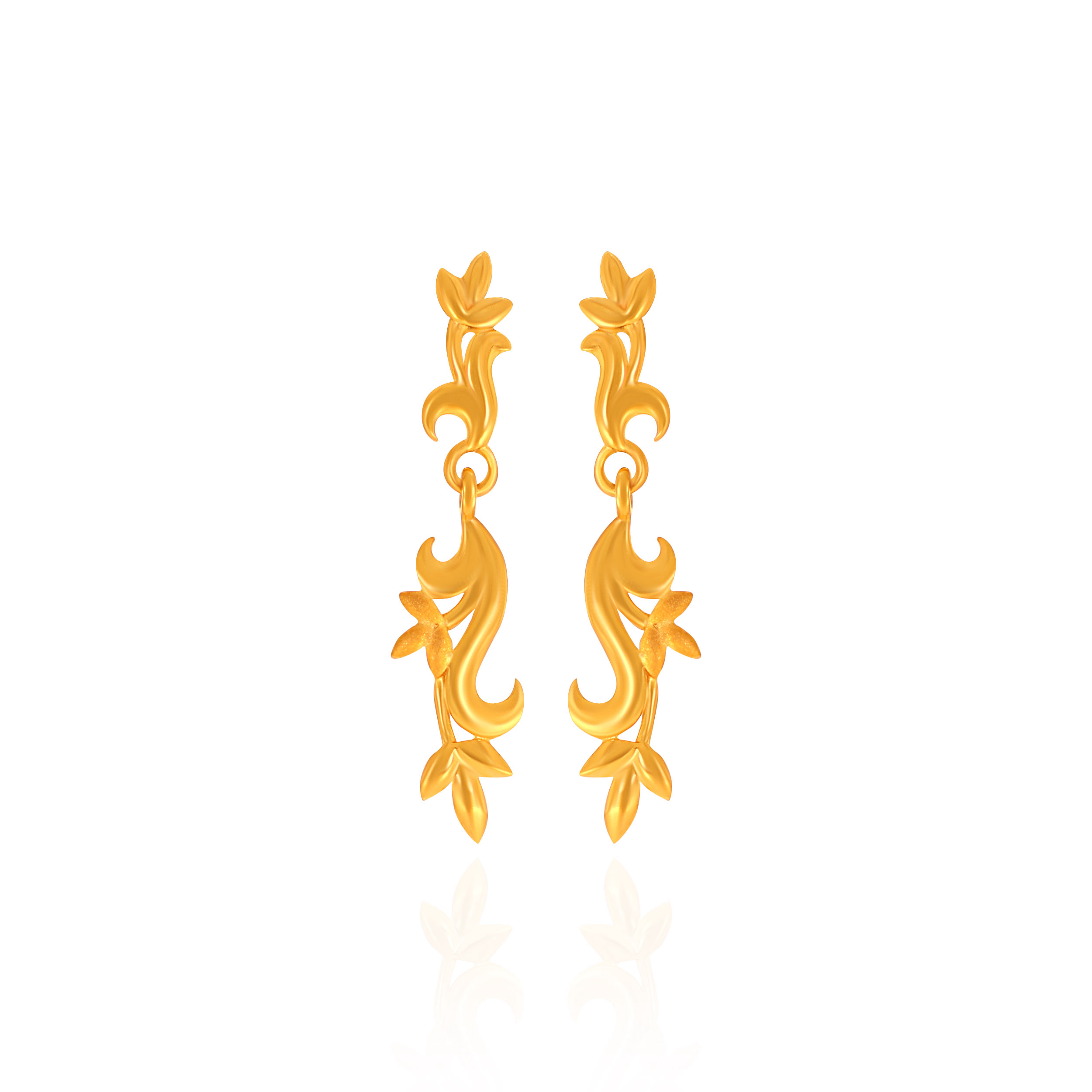 Dances of the Ivy Gold Dangler Earrings - Senco Gold and Diamonds