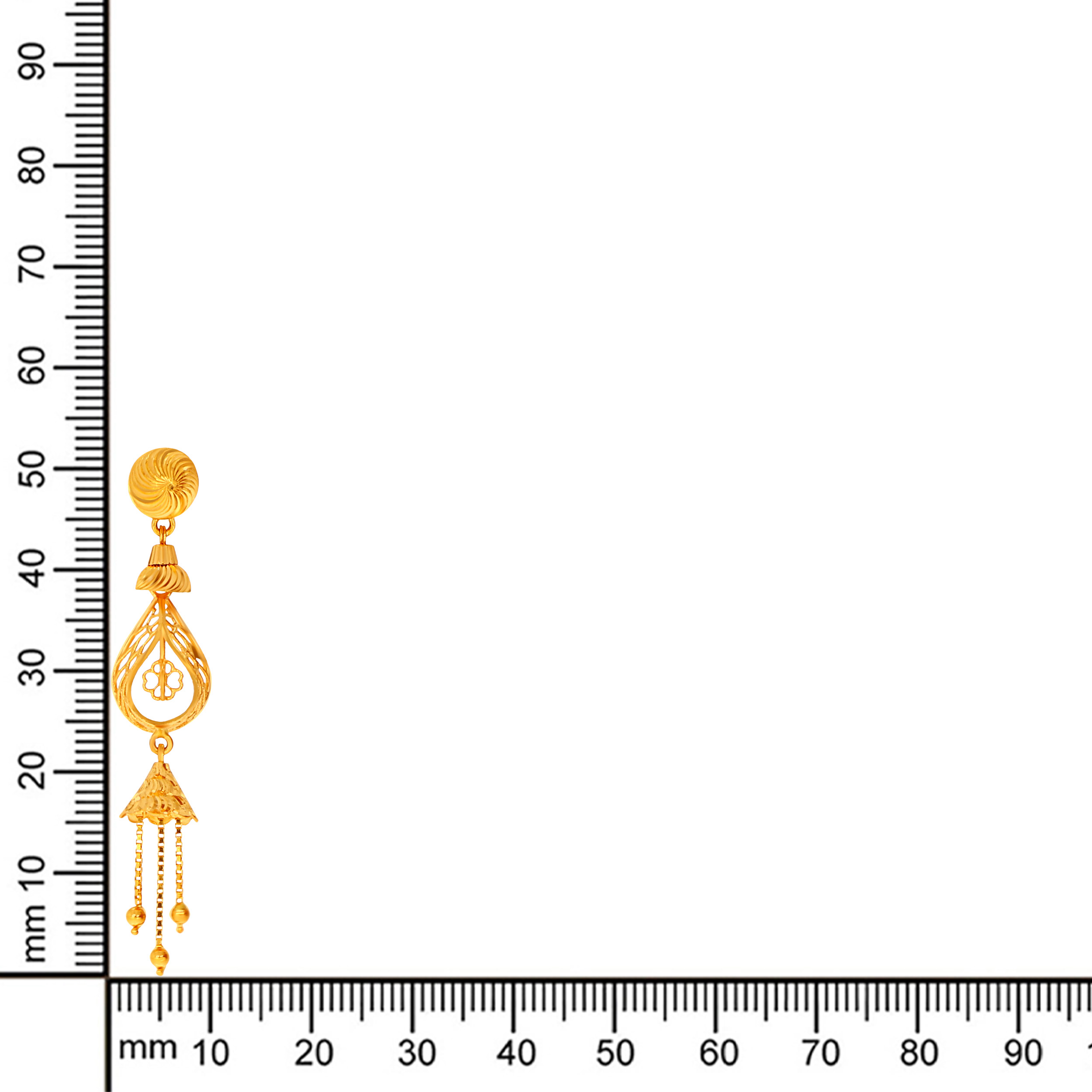Artisanal Bell Tassel Gold Dangler Earrings - Senco Gold and Diamonds