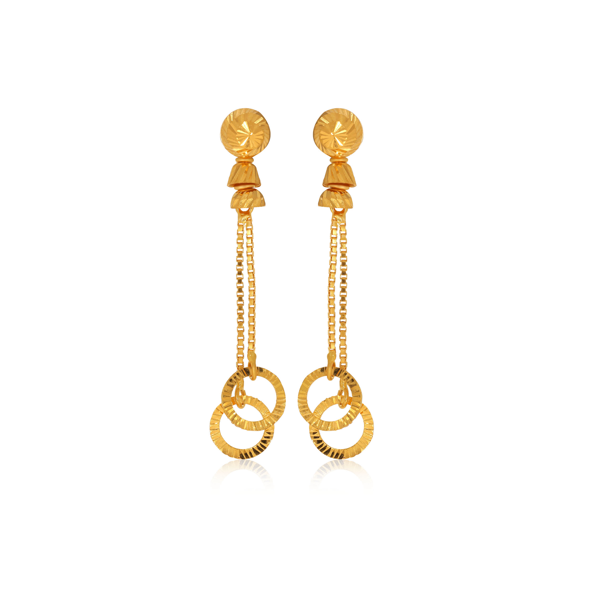 Whimsical Duo Gold Long Earrings - Senco Gold and Diamonds