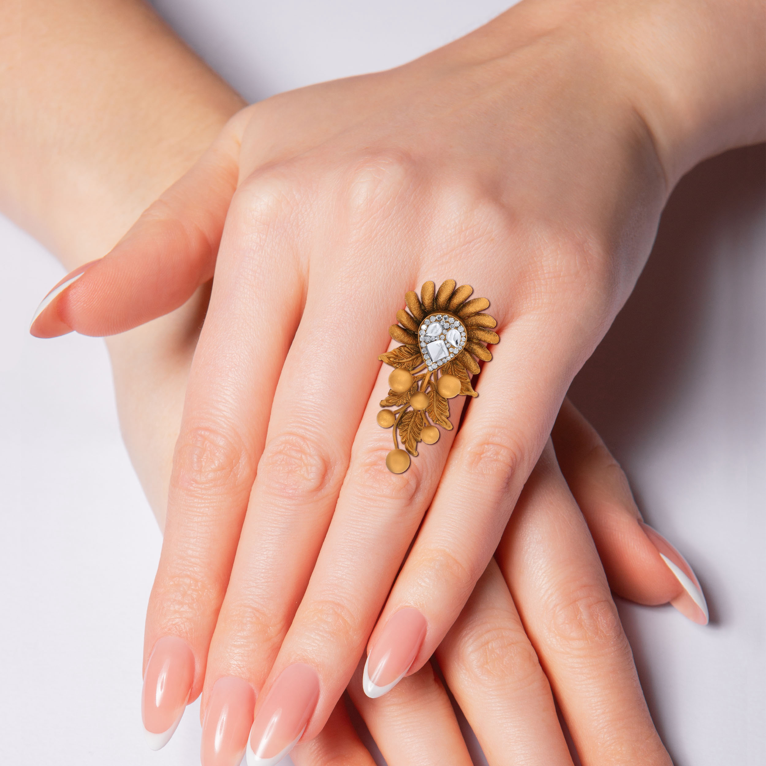 22K Yellow Gold Kundan Ring-GLR-D000765127 - Senco Gold and Diamonds