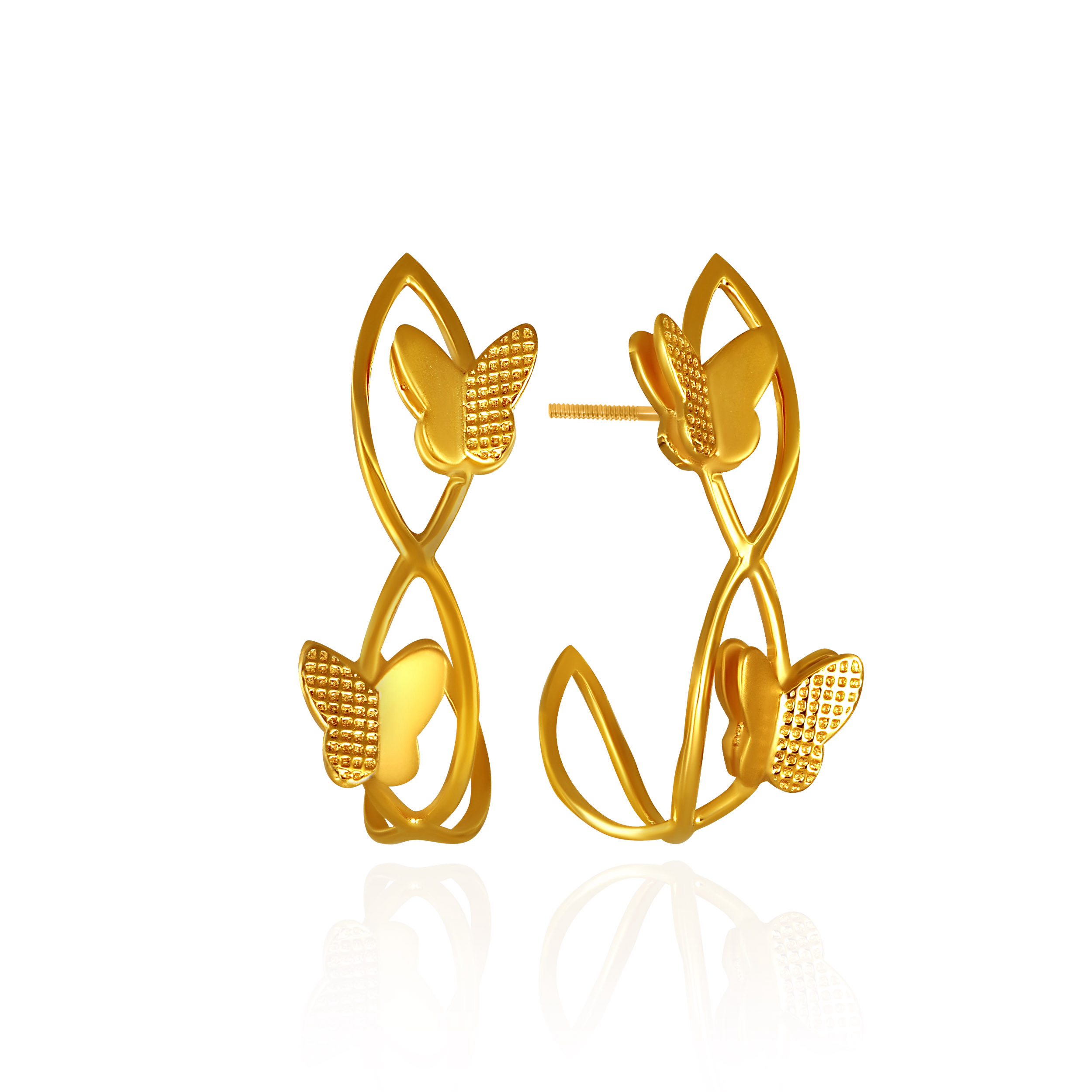 Delicate Butterfly Gold Hoop Earrings - Senco Gold and Diamonds