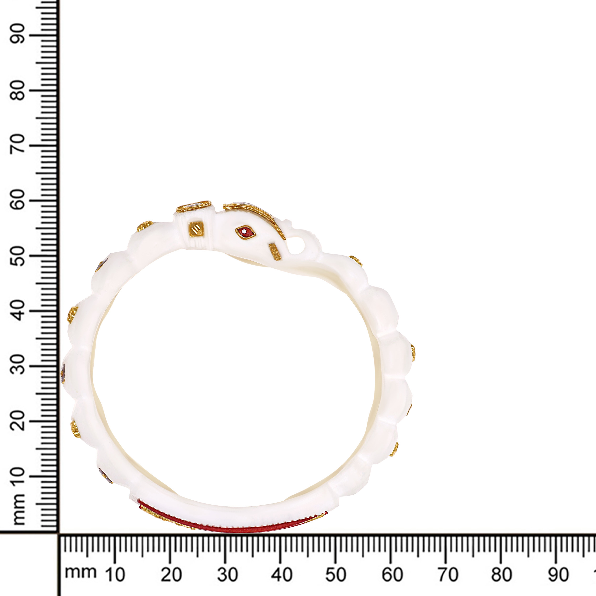 Ivory Vermillion Gold Sankha Bangle - Senco Gold and Diamonds