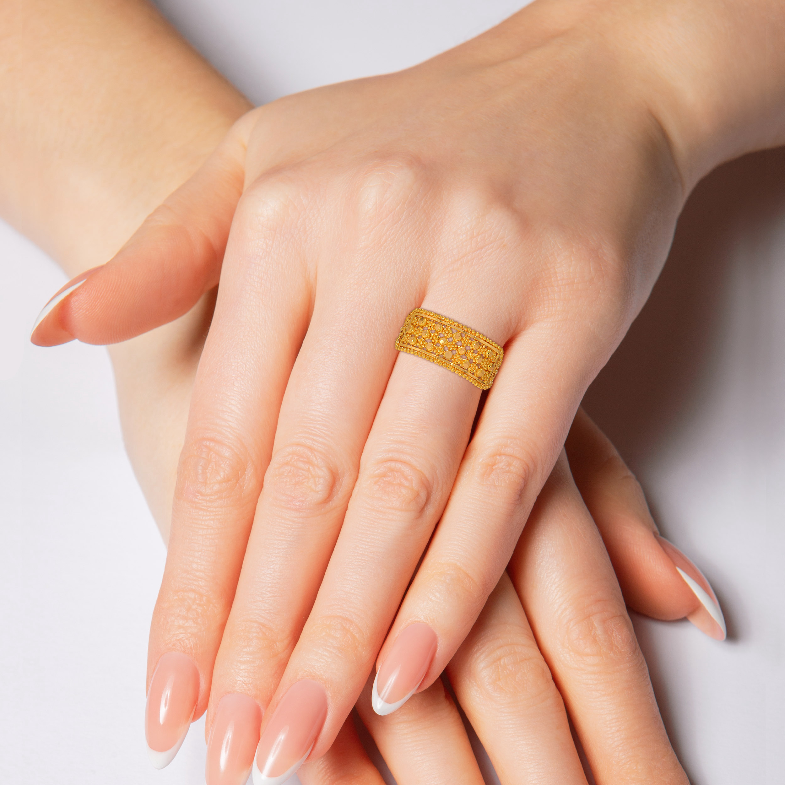 Classic Ballwork Gold Ring - Senco Gold and Diamonds