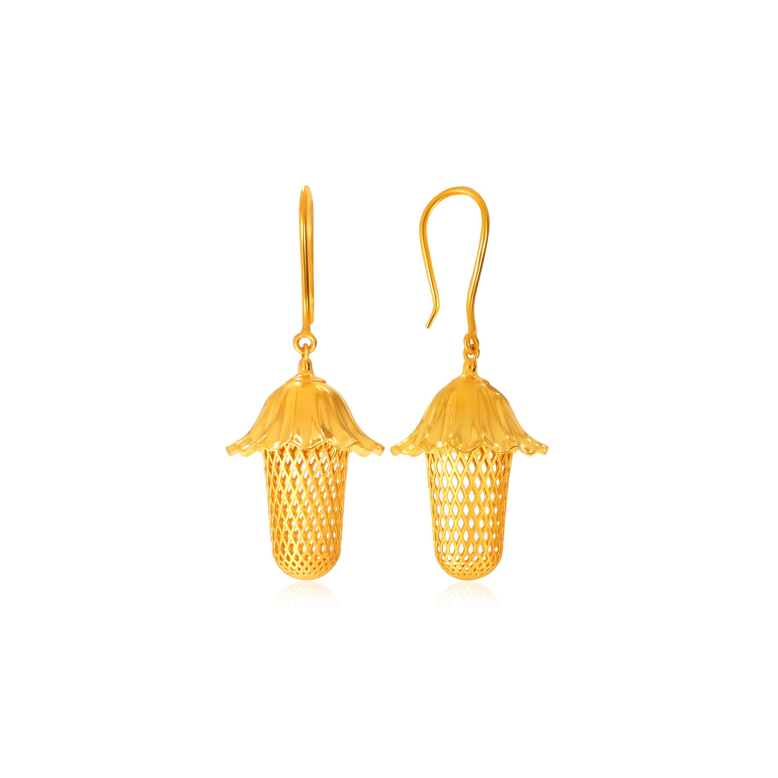 Nature's Wonder Gold Hook Earrings - Senco Gold and Diamonds