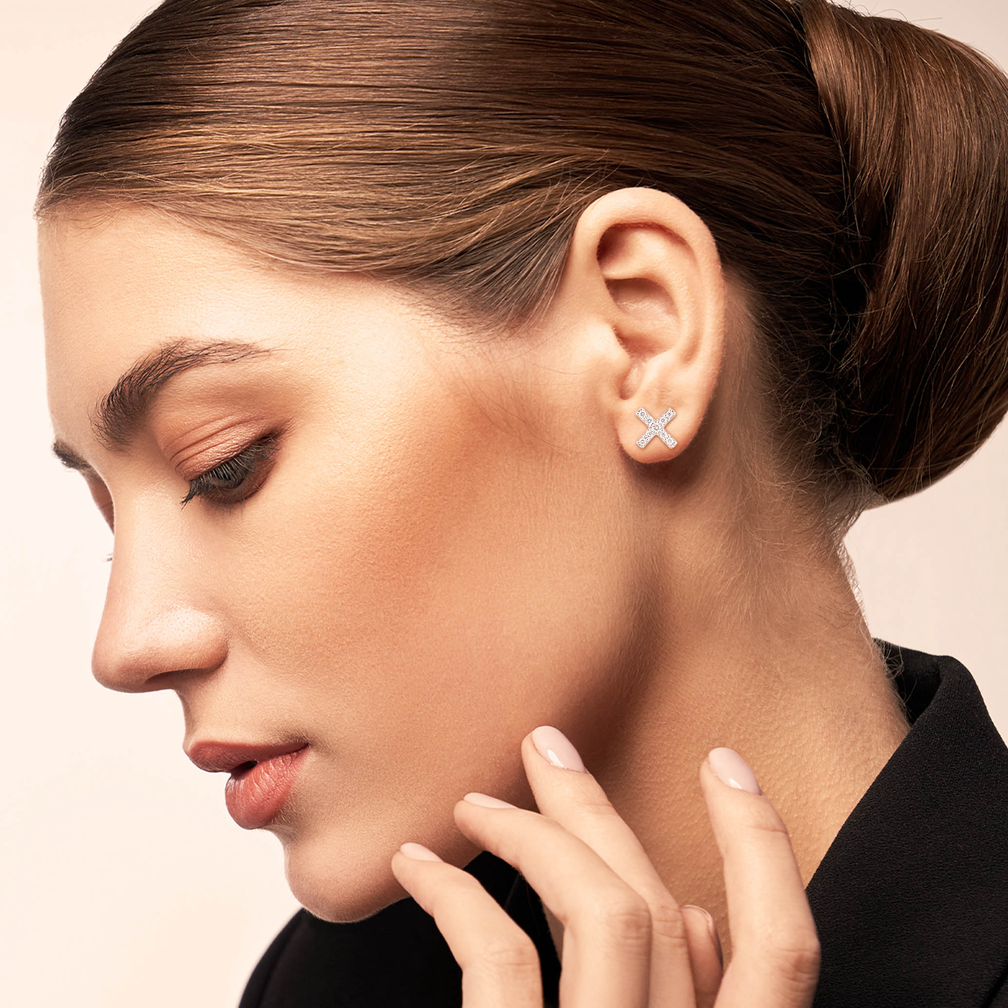 Glitter Cross Diamond Studs - Senco Gold and Diamonds