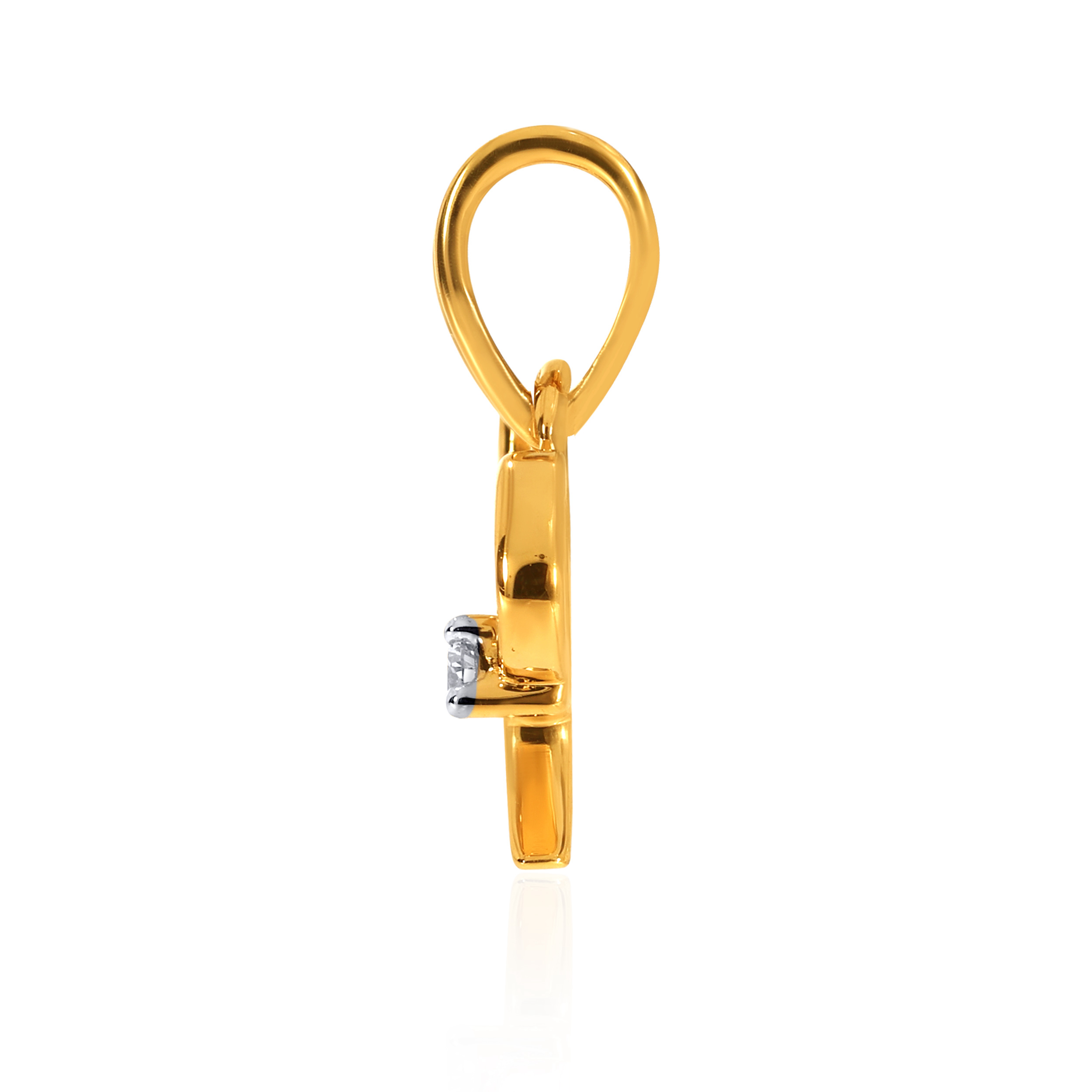 18K Yellow Gold M Alphabet Diamond Pendant-DPN-D000748610 - Senco Gold and Diamonds
