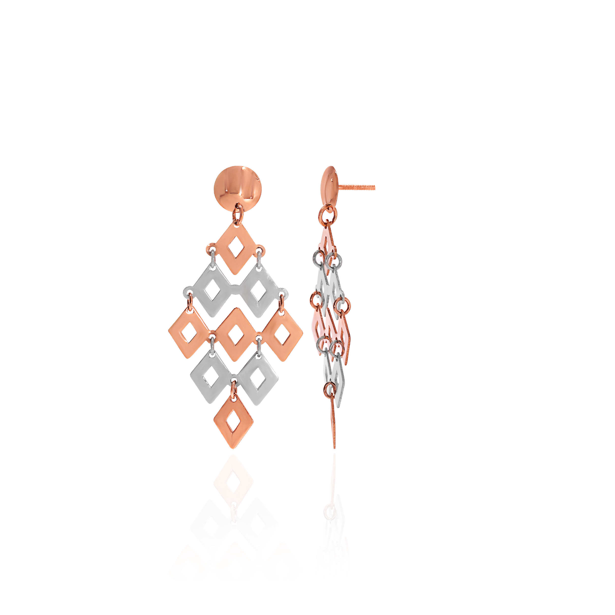 Diva Rhombus Gold Drop Earrings - Senco Gold and Diamonds