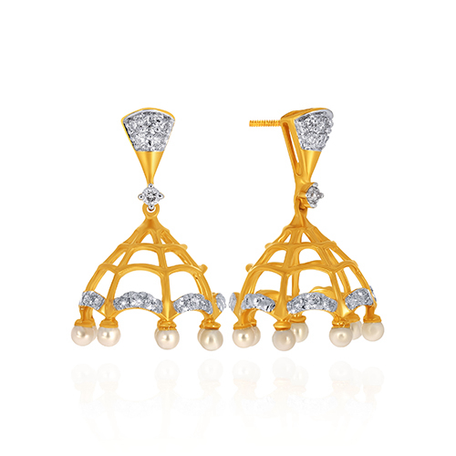 Festive Splendour Diamond Jhumkas - Senco Gold and Diamonds