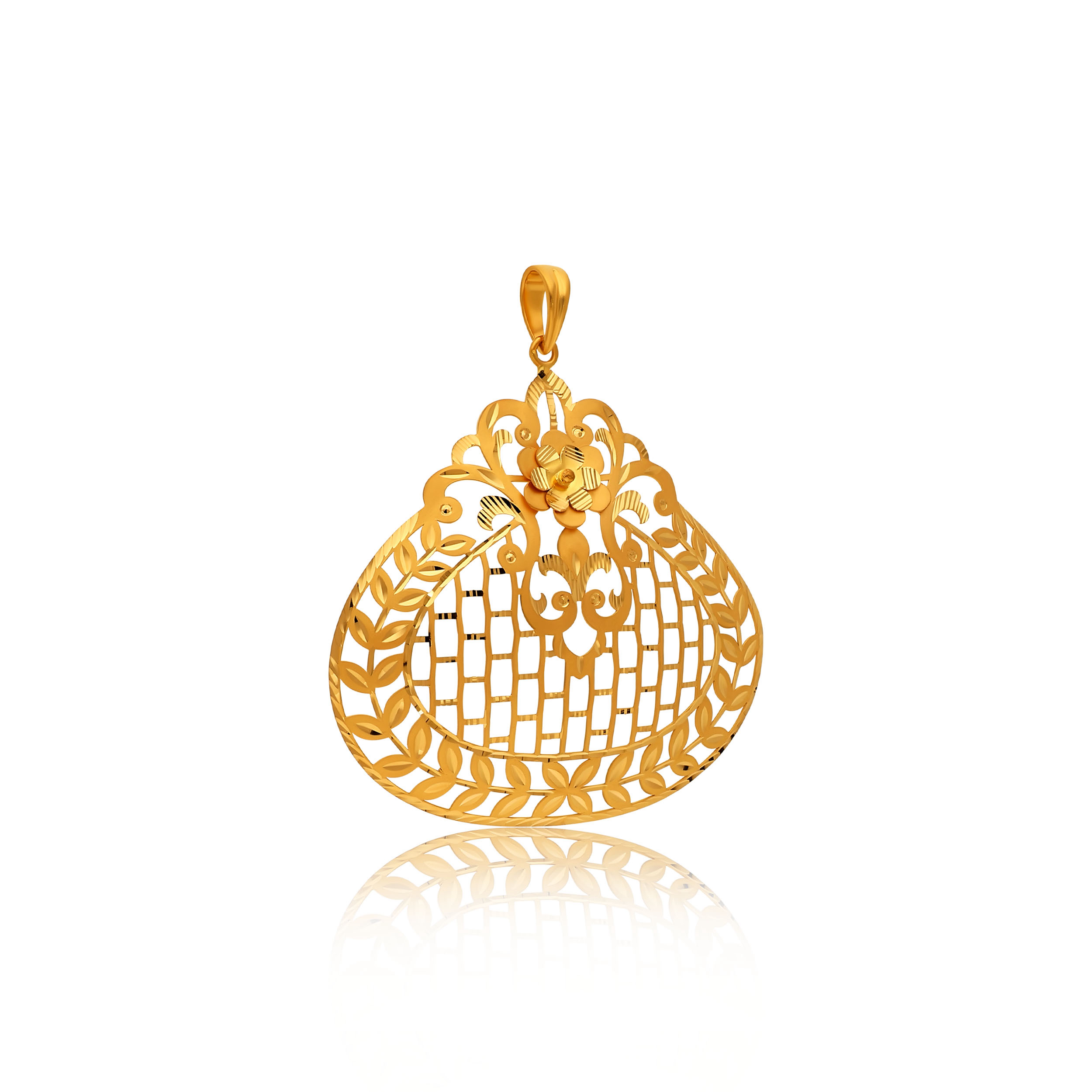 Regal Floral Lattice Gold Pendant - Senco Gold and Diamonds